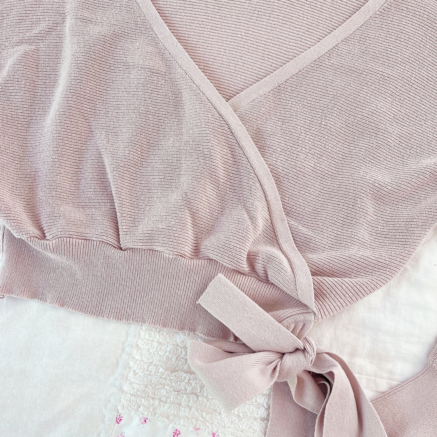 dusty pink wrap style cardigan