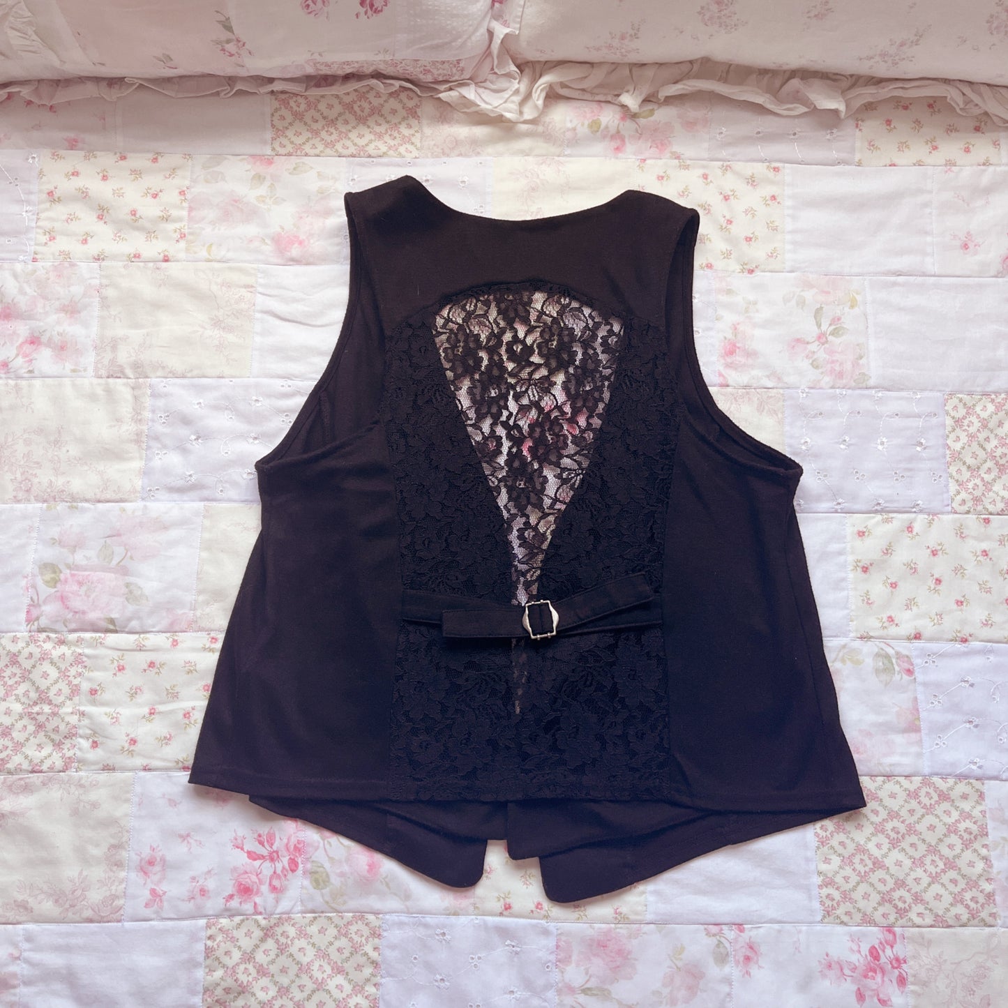 soft black open vest