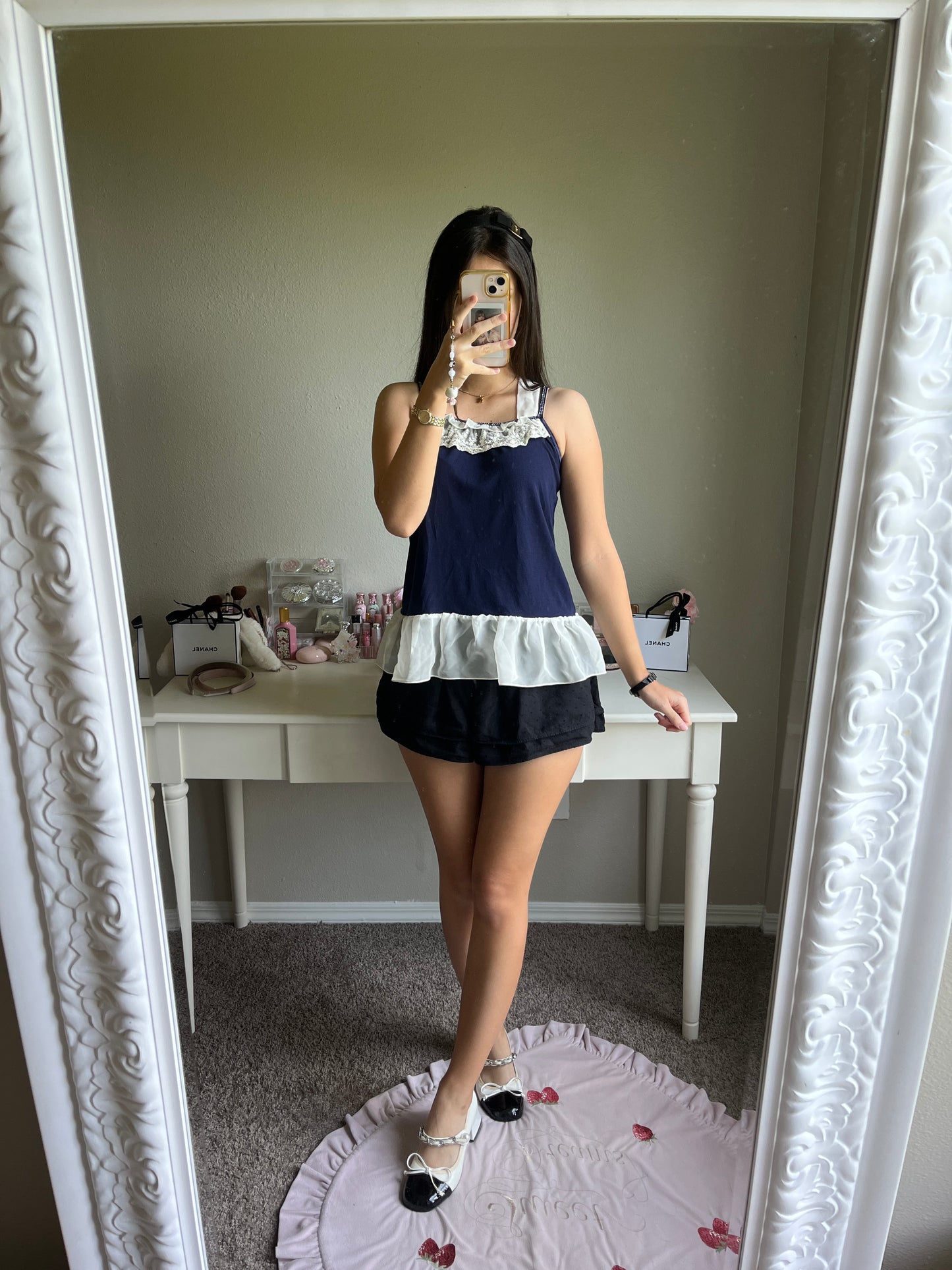 navy halter camisole