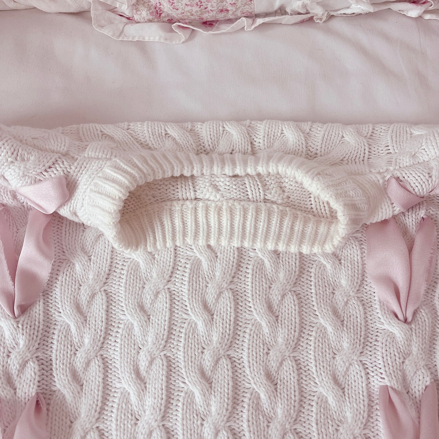 ribbon lace-up cable knit sweater