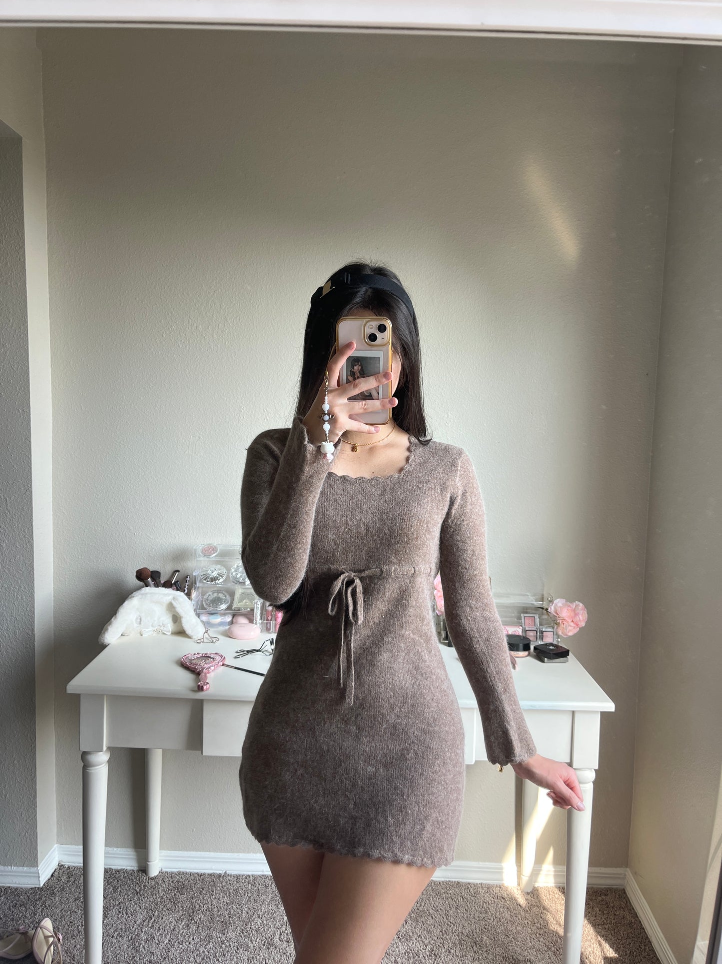 brown wool mini dress