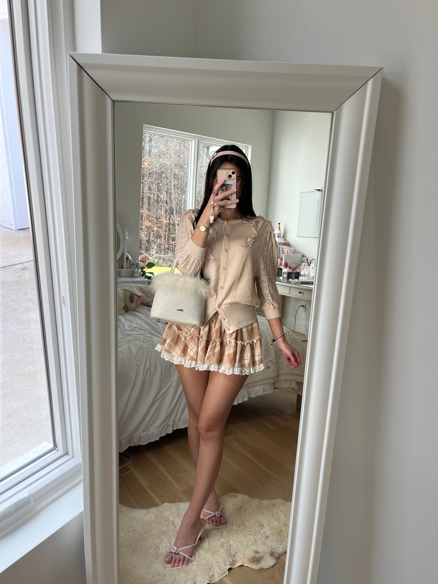 pink bauble knit cardigan