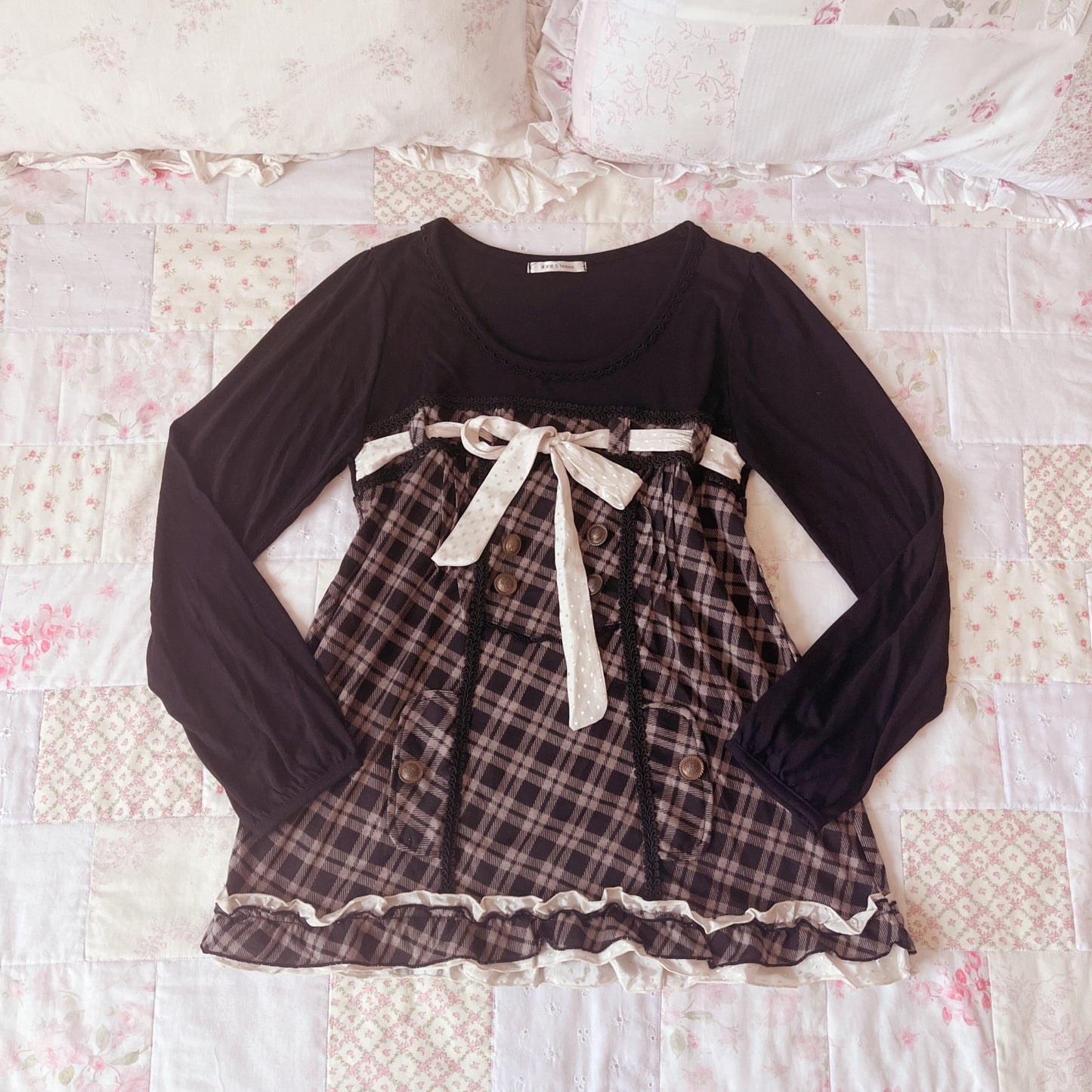axes deep plum plaid blouse