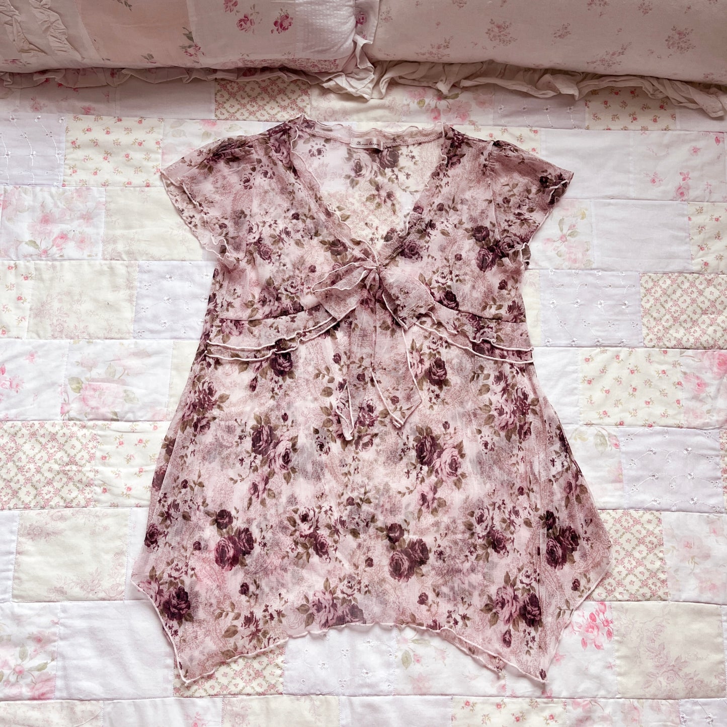 sheer violet roses top
