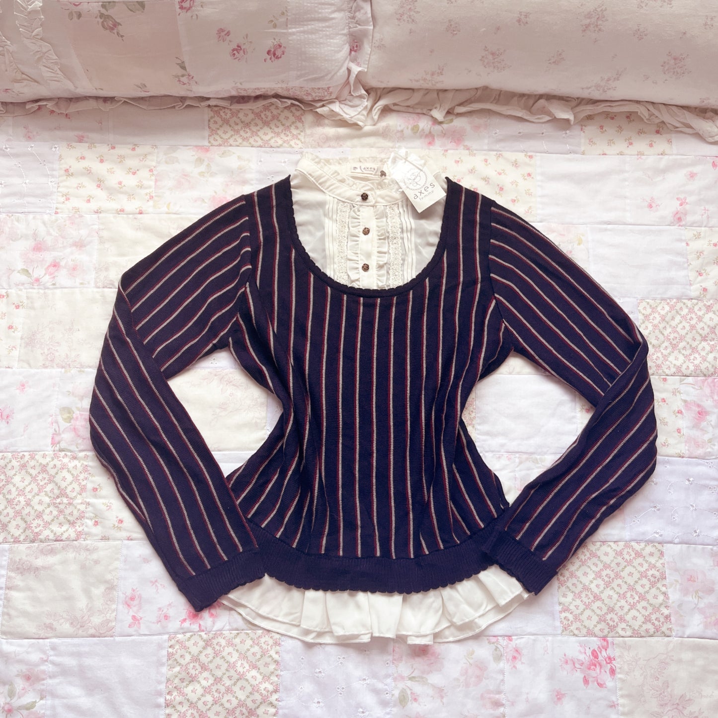 axes femme navy striped knit