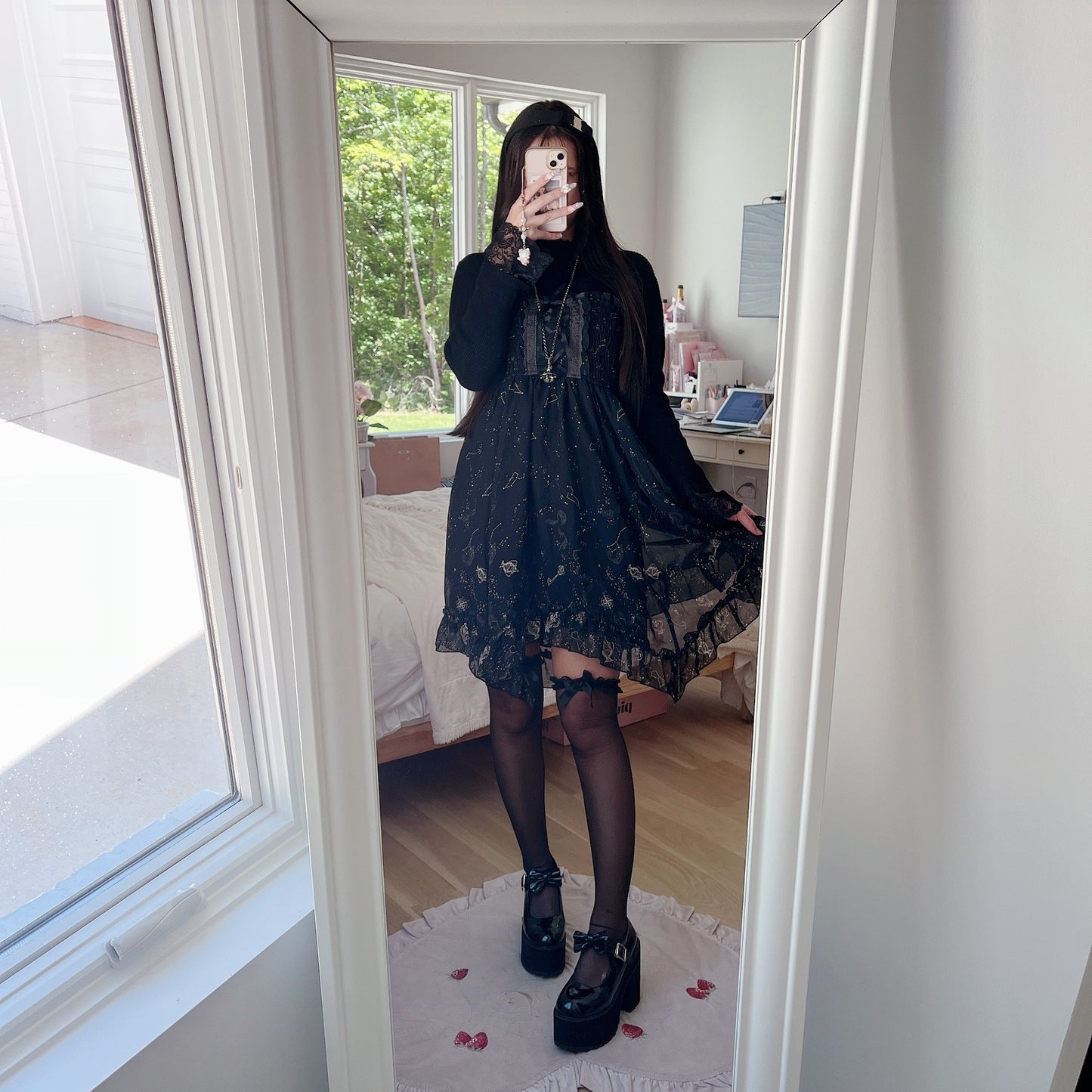 black constellation two-way skirt