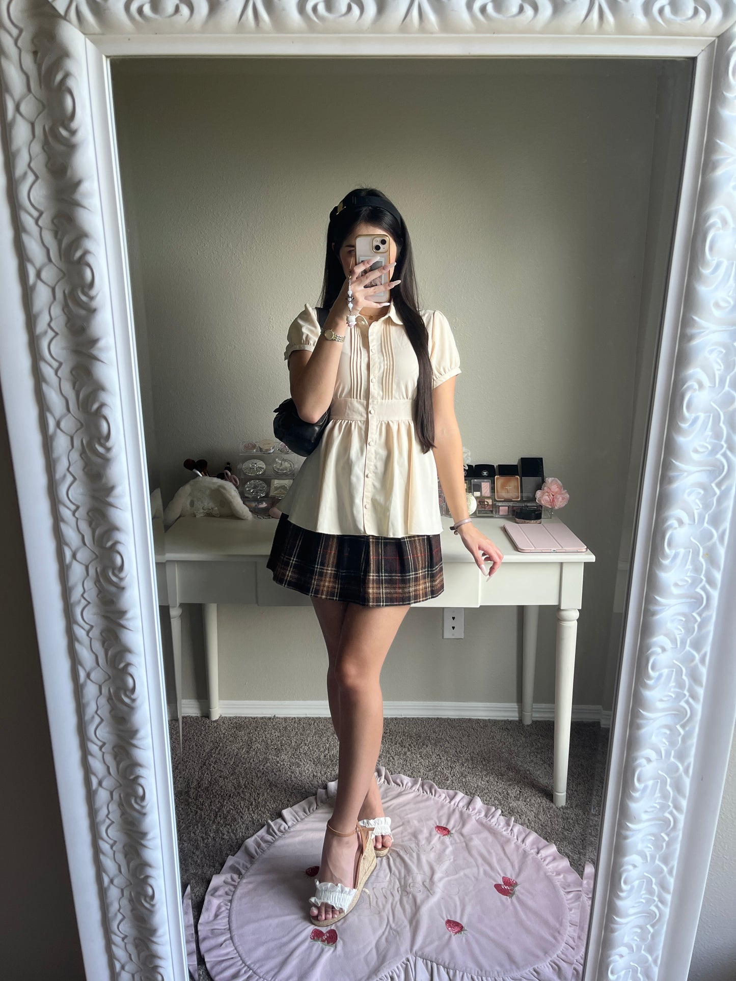 back ribbon babydoll blouse