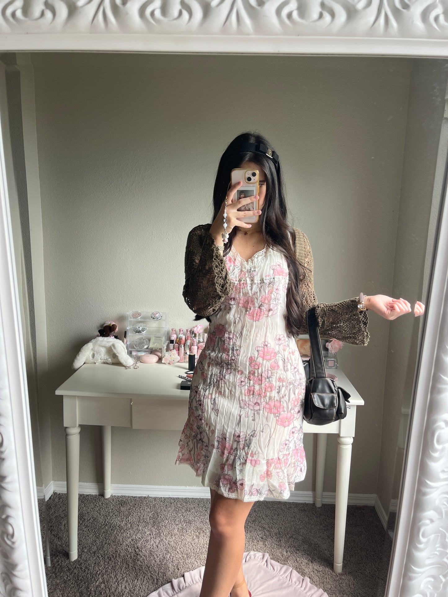 pink floral two piece dress set