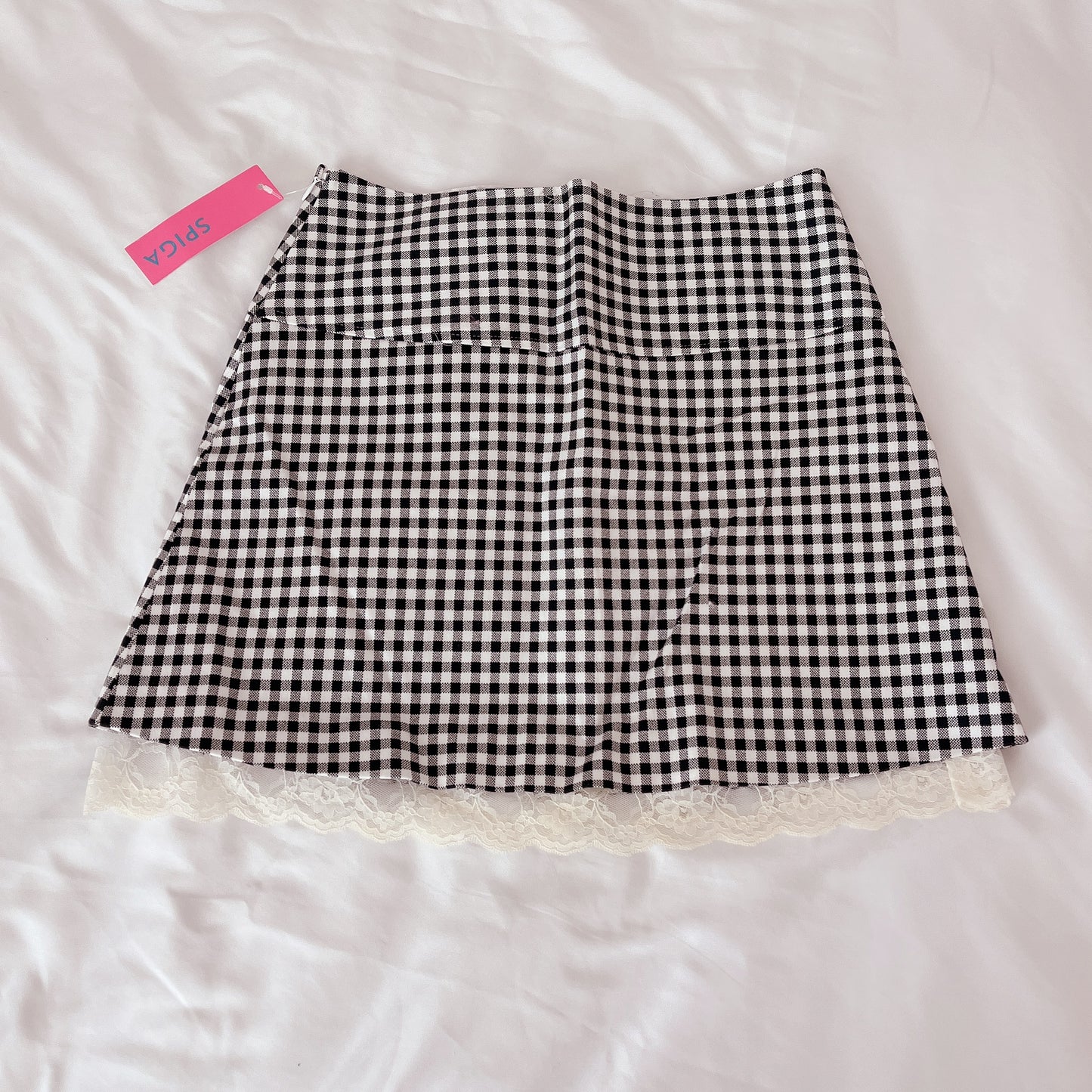 black and white gingham skirt