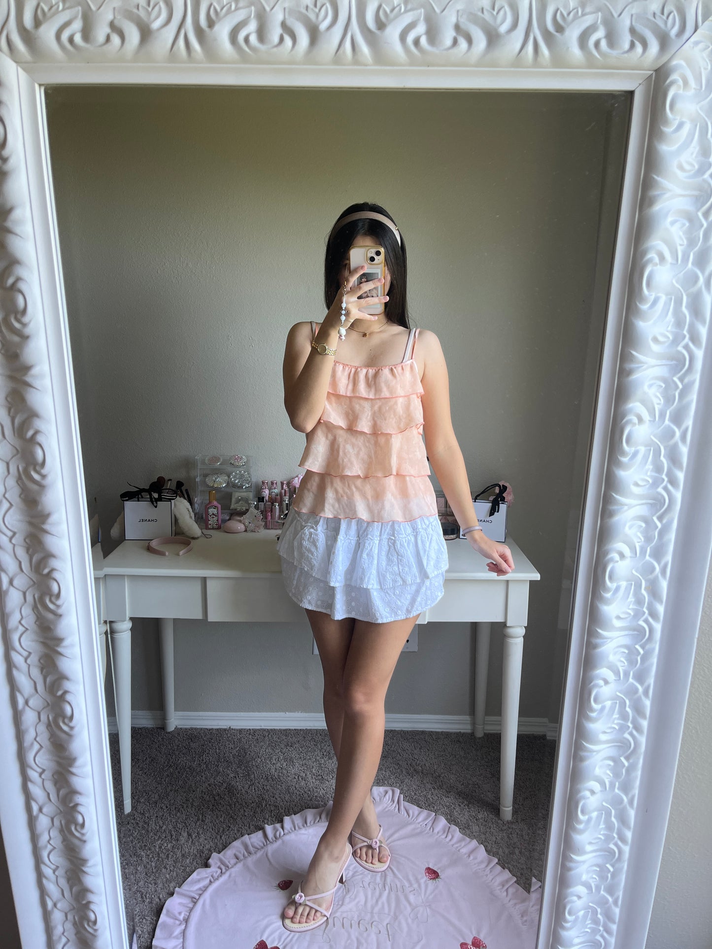 salmon pink tiered cami