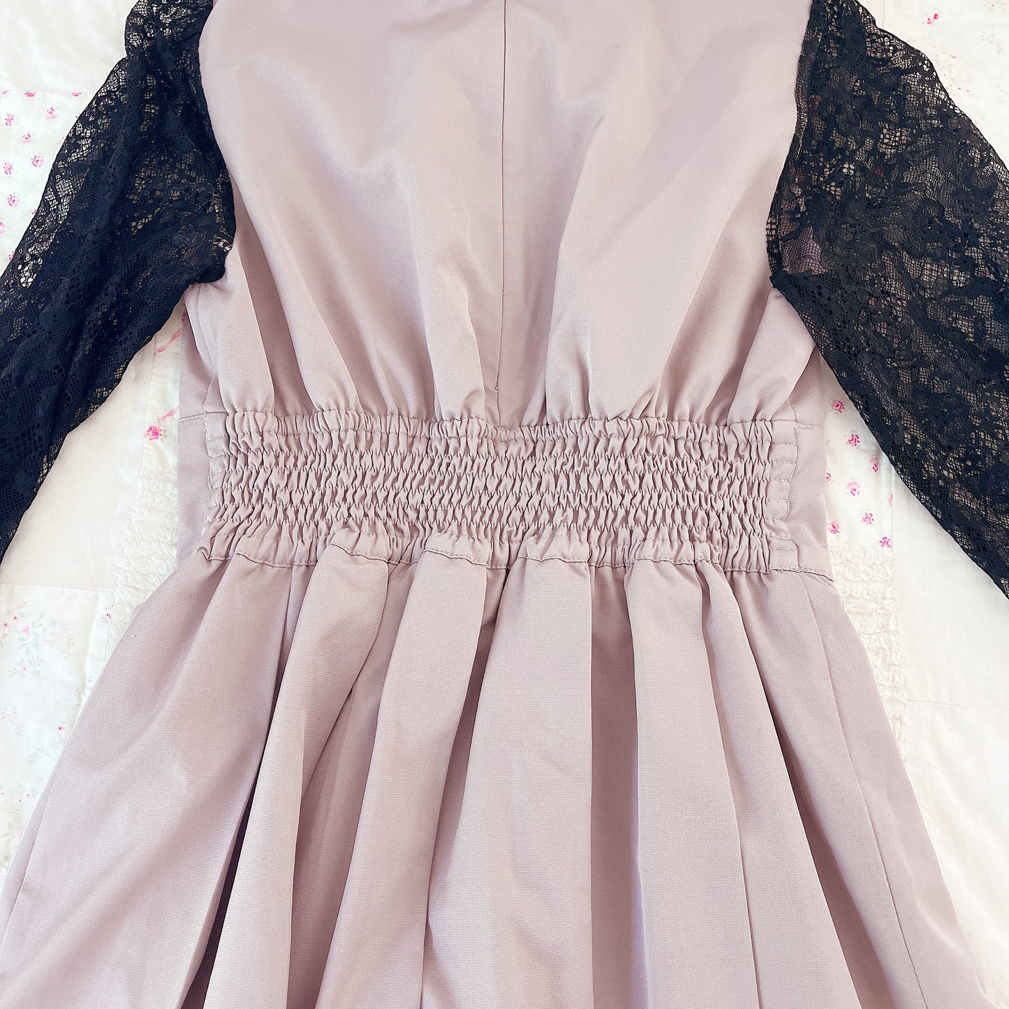 lace accent sleeve mauve dress