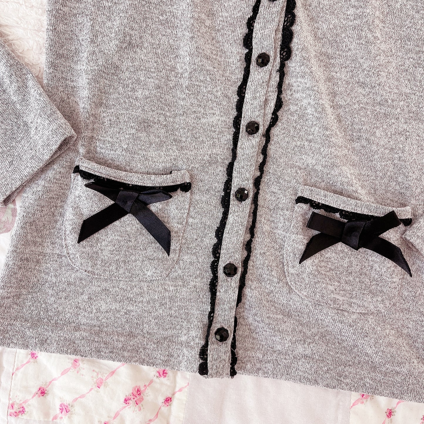 gray and black contrast cardigan