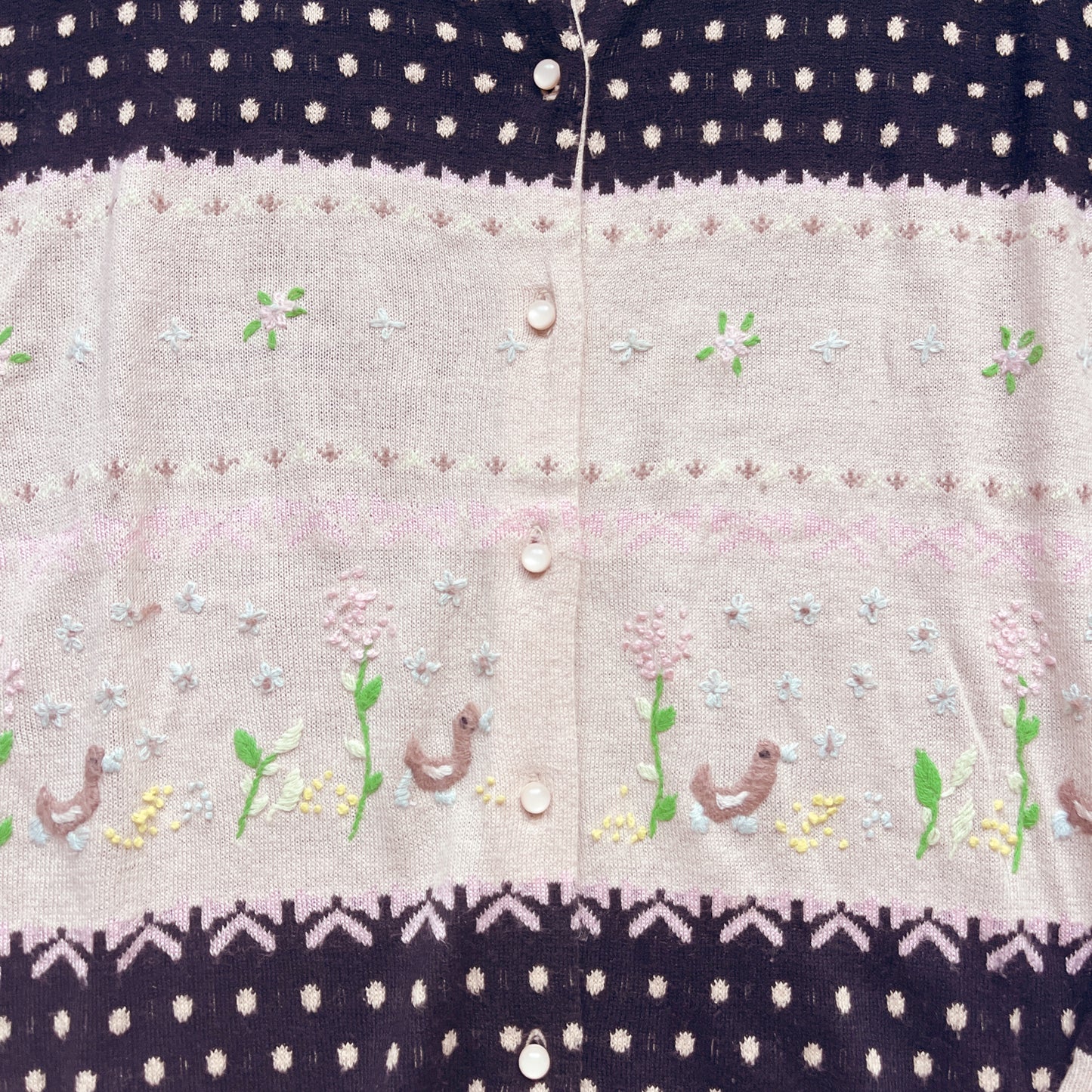 black polka motif cardigan