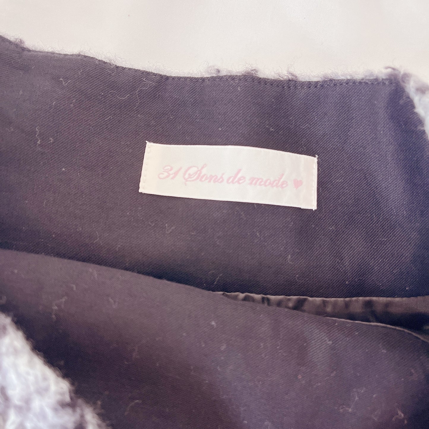 fuzzy gray check winter skirt