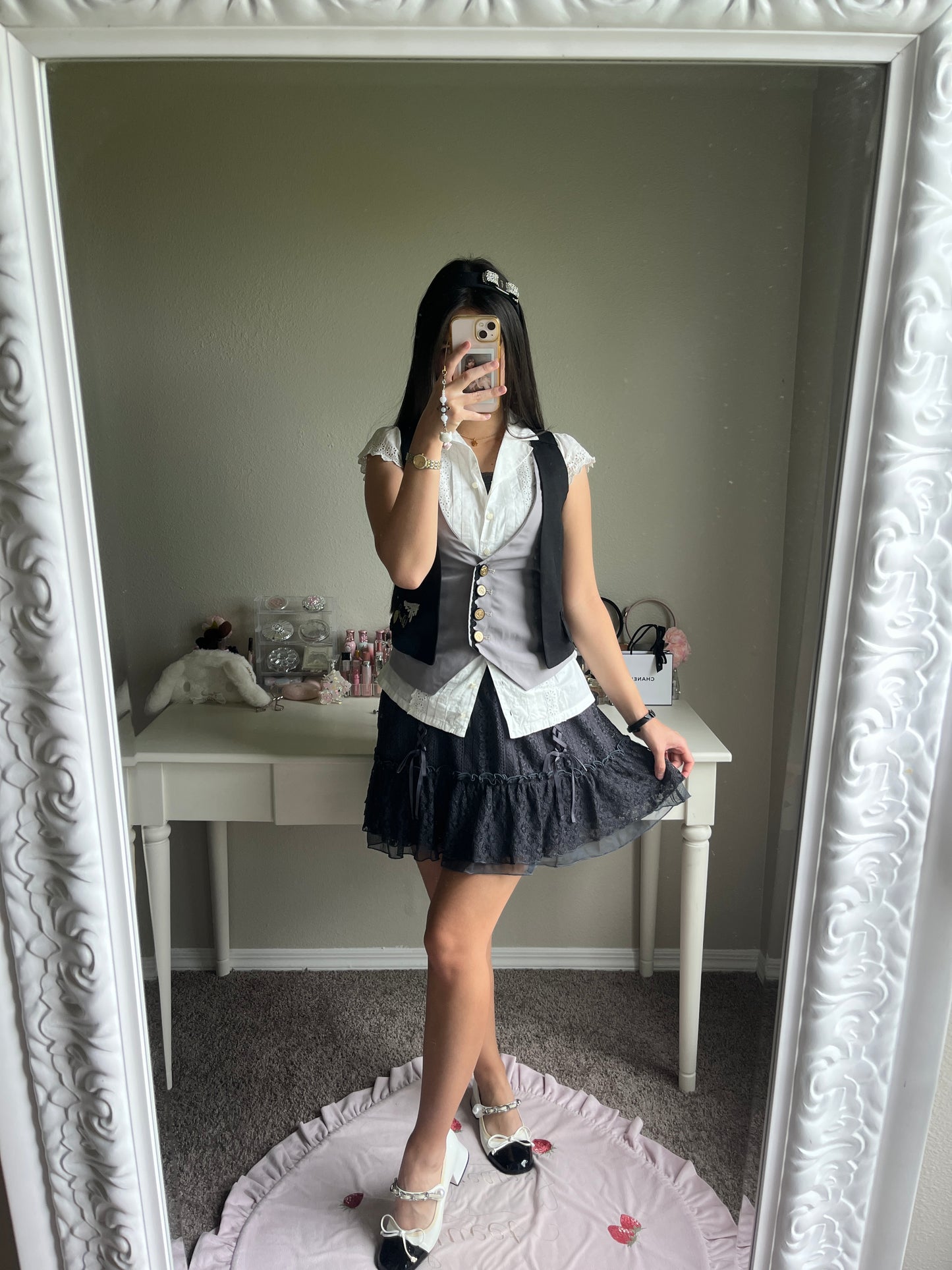 gray lace up cami dress