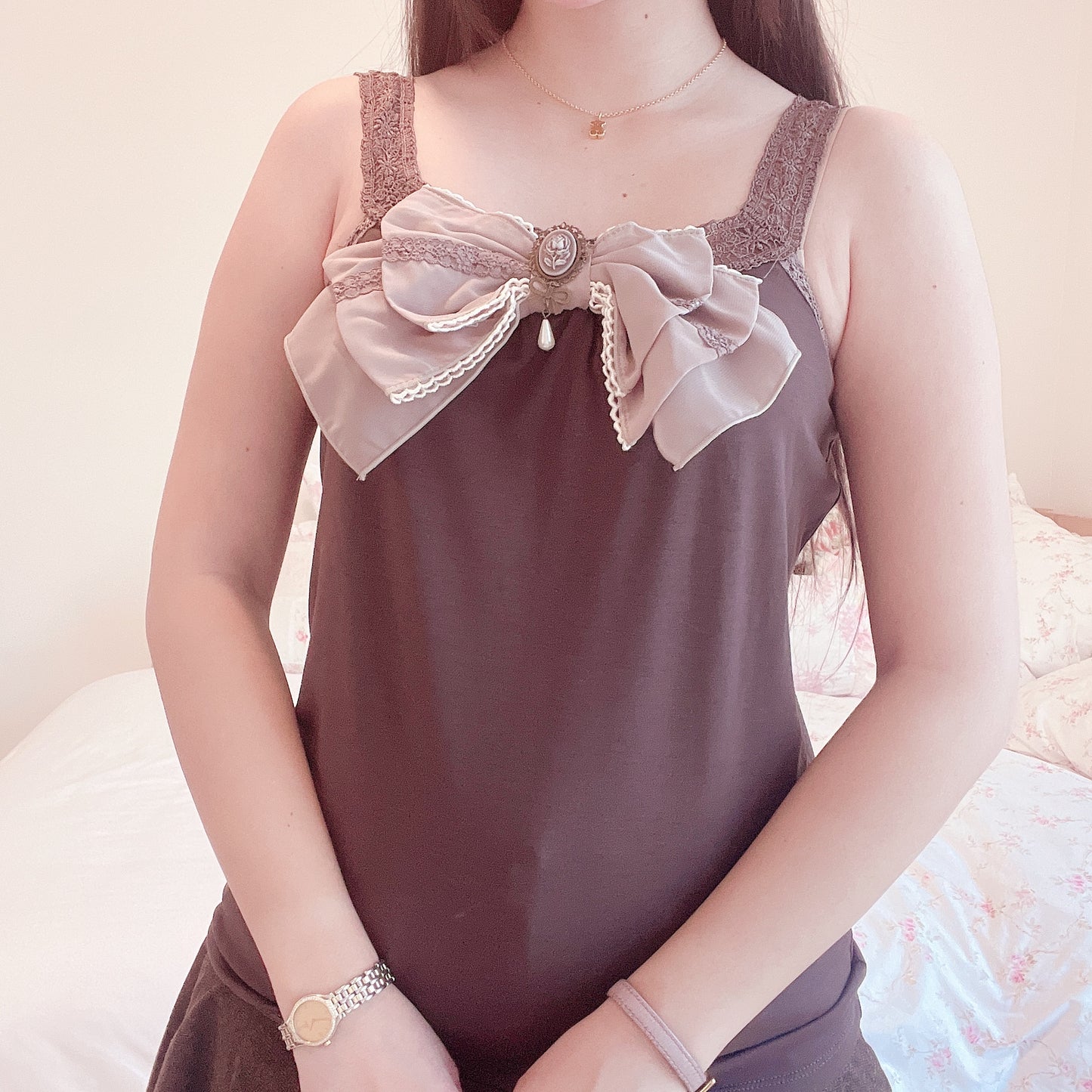 ribbon accent brown camisole