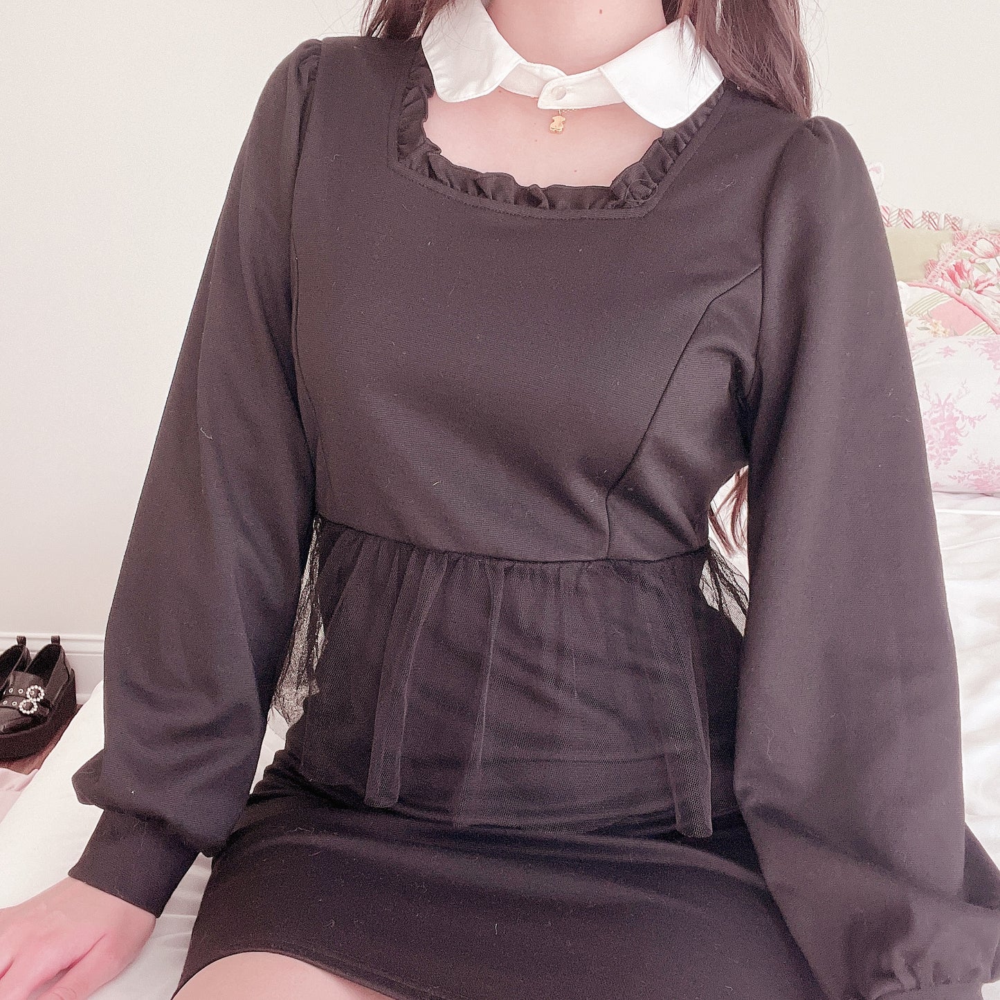 ank rouge simple black peplum dress