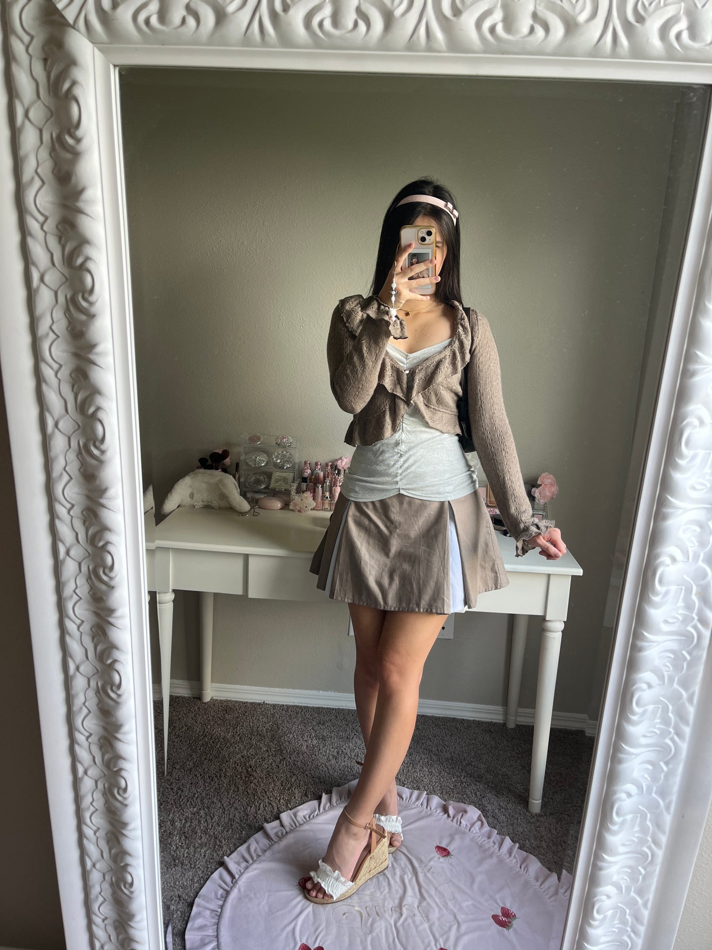 silver blue ruched camisole