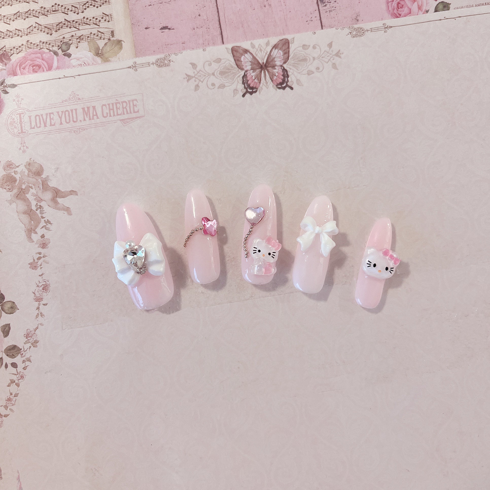 baby pink hello kitty press on nails – yamii