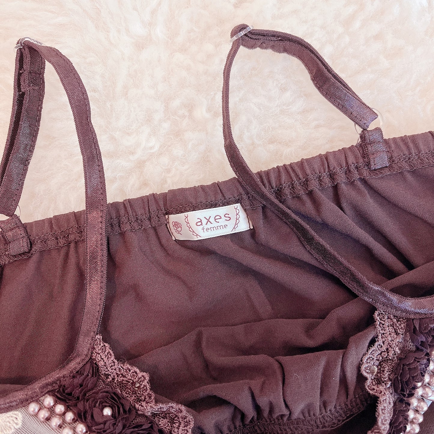 beaded accent brown camisole