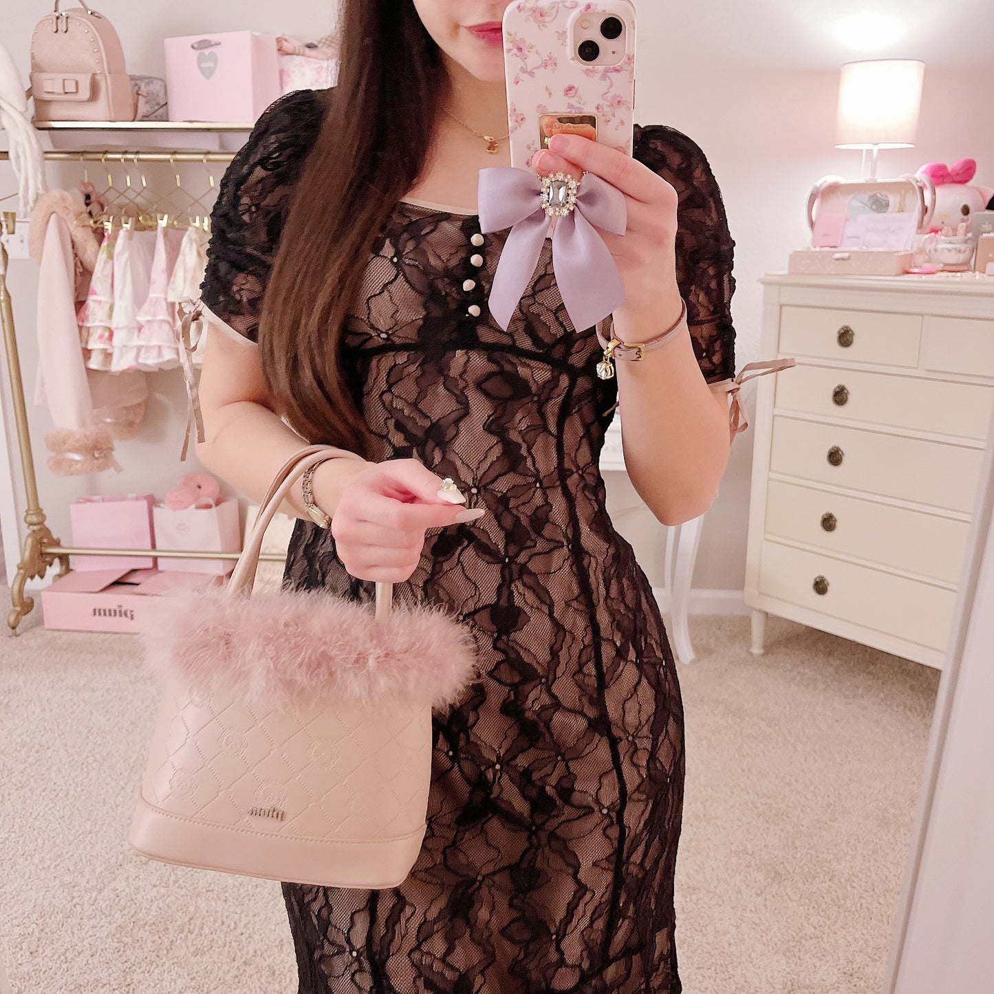 pium black lace mermaid dress