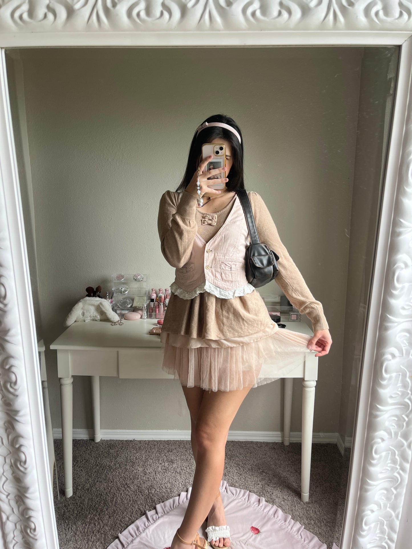 dusty pink tulle mini skirt