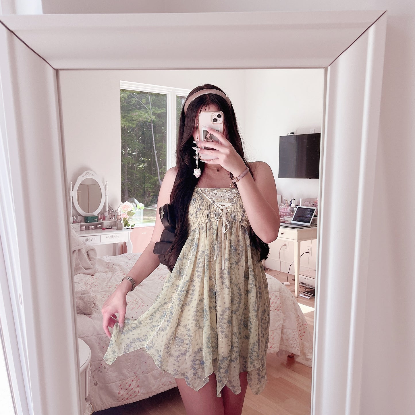 green and blue jellyfish mini dress