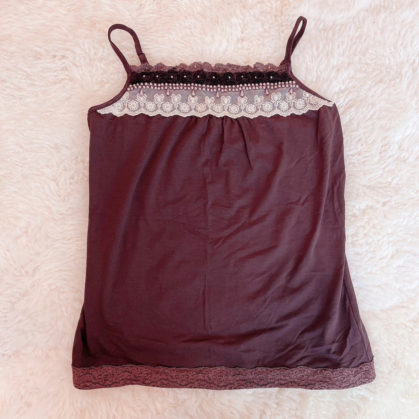 beaded accent brown camisole