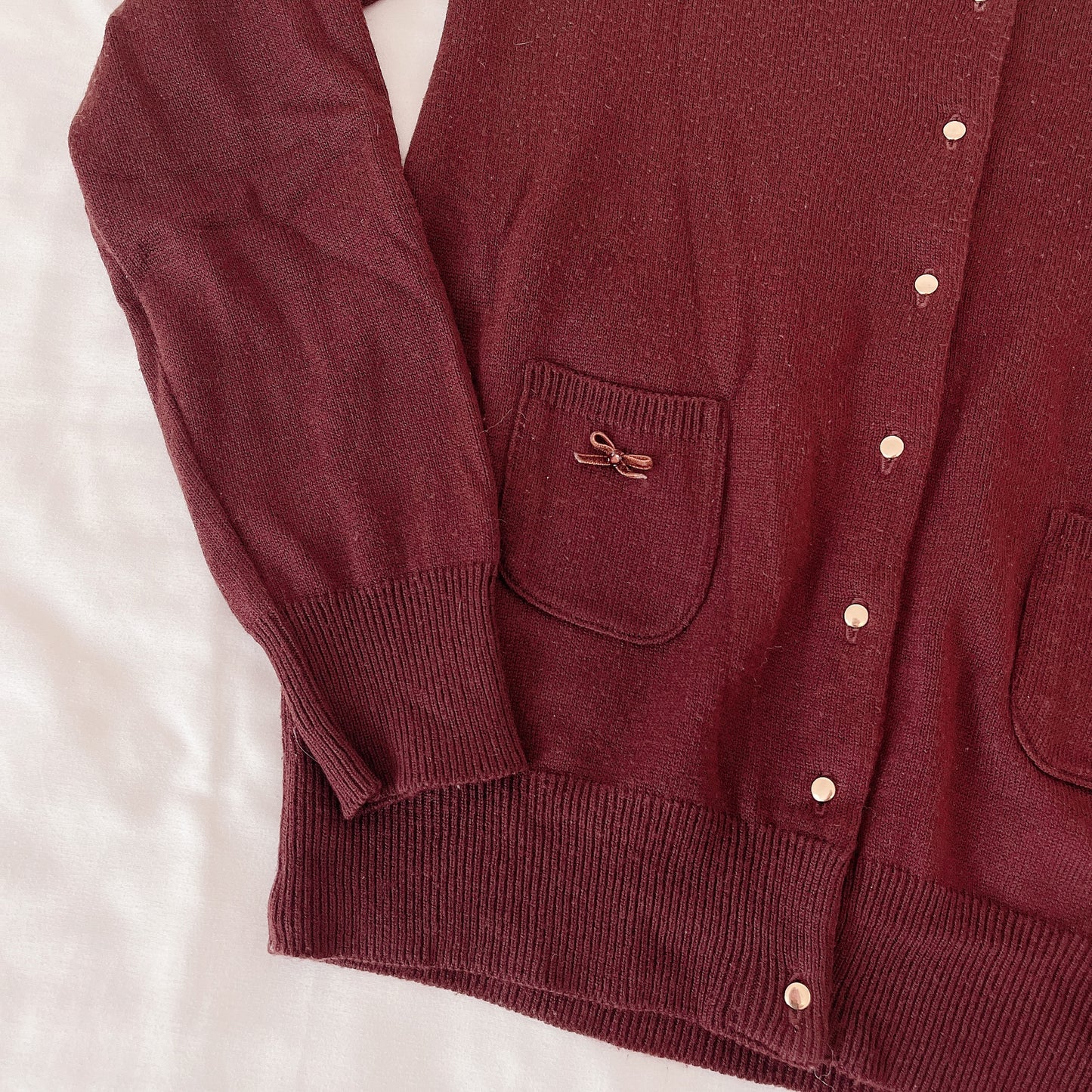 brown ribbon accent cardigan