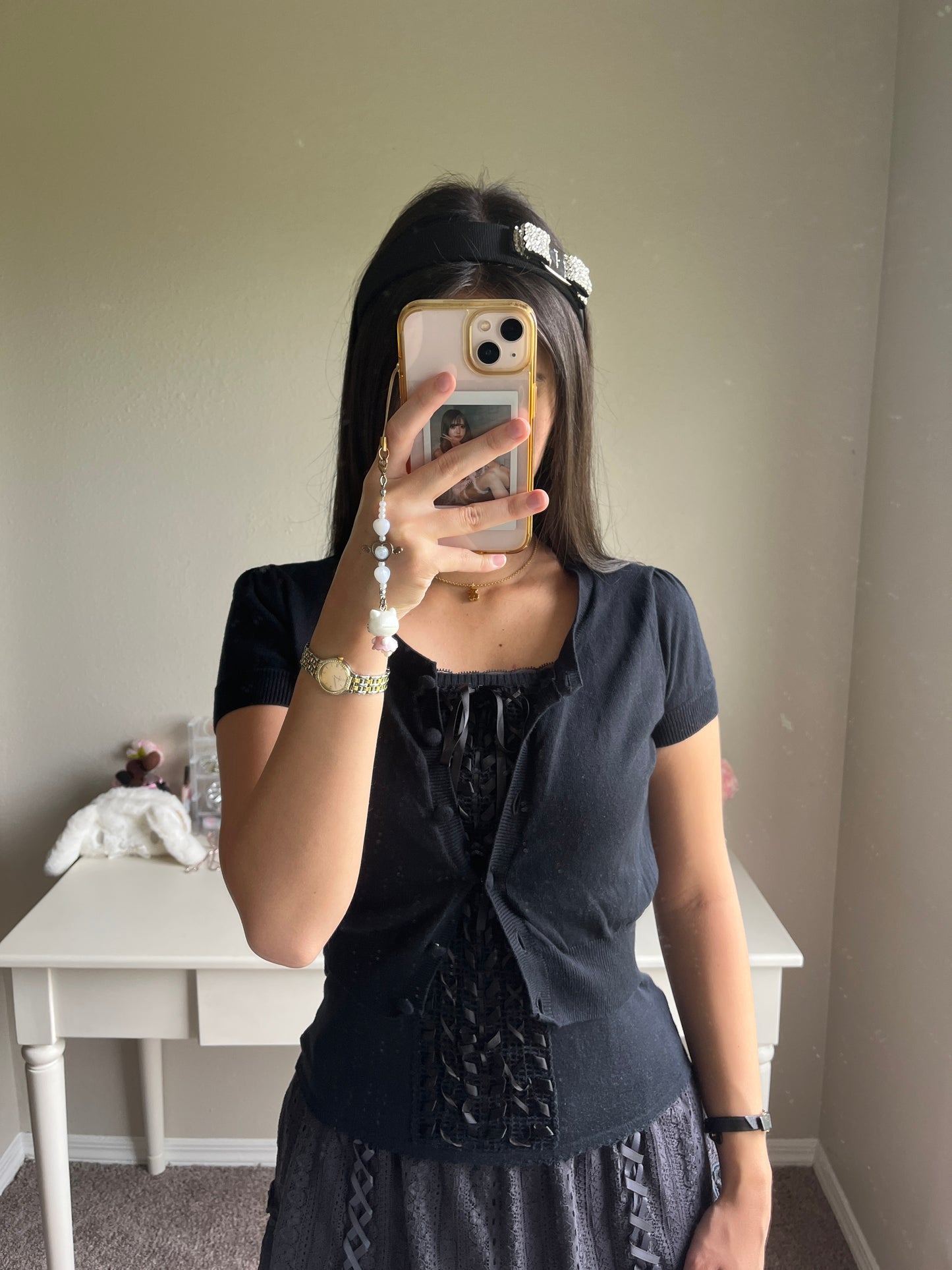 black cropped mini cardigan