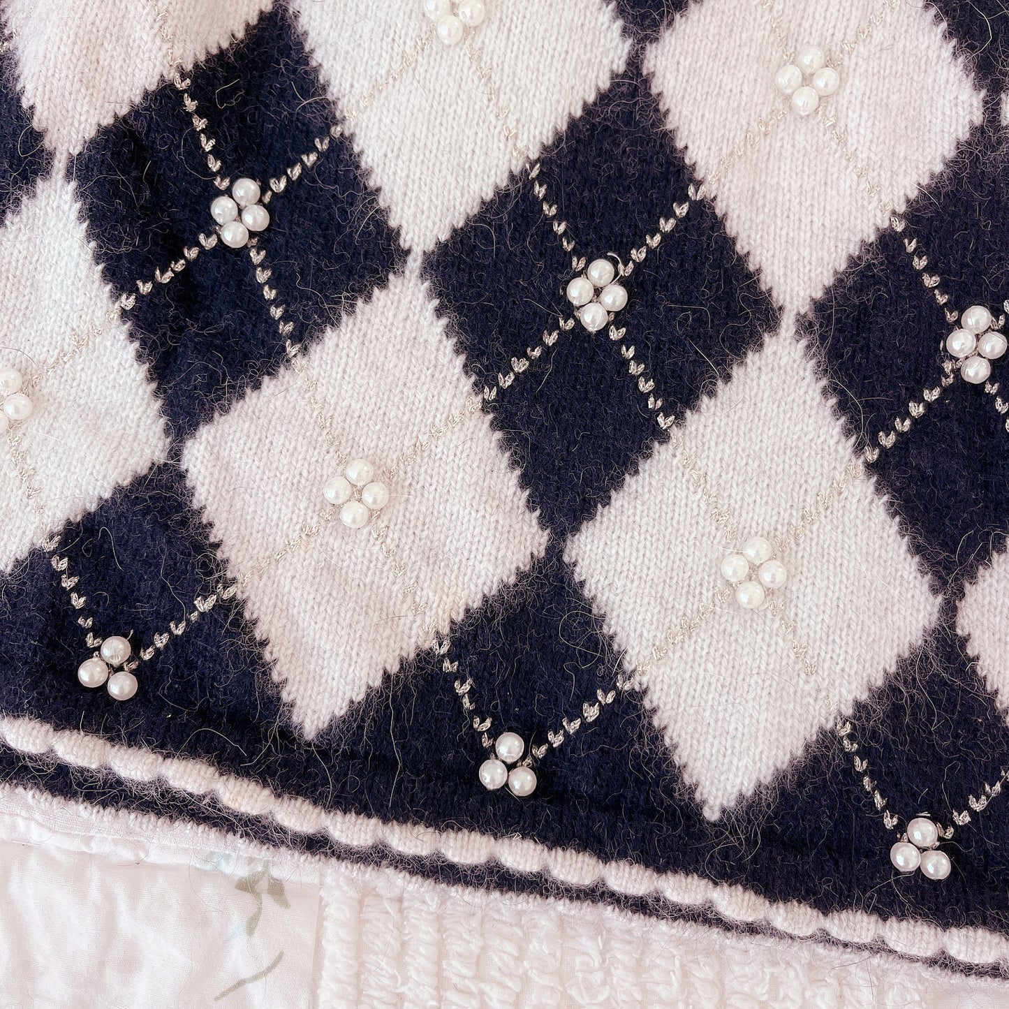black argyle princess knit top