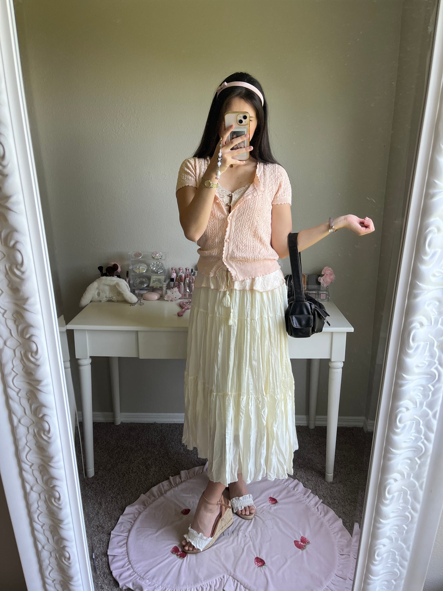 pink short sleeve knit cardigan