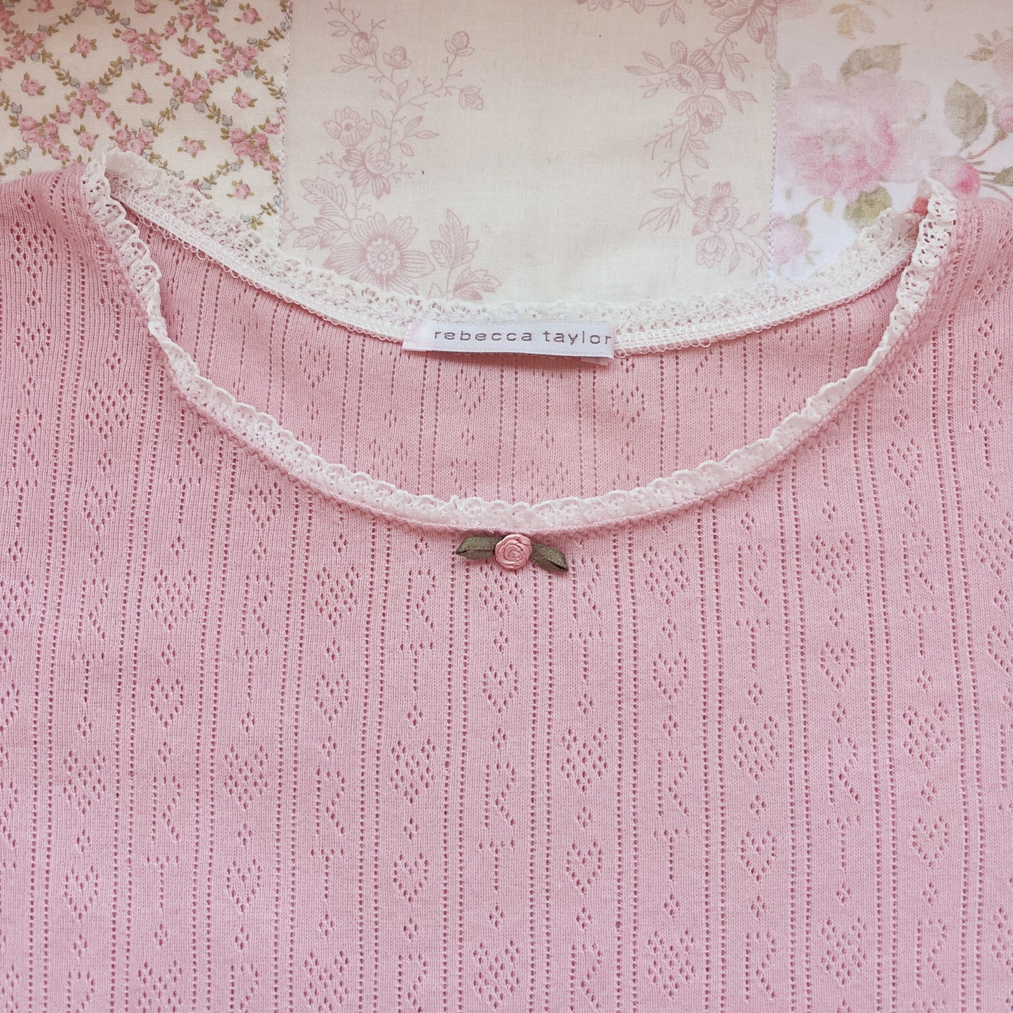 pink pointelle knit