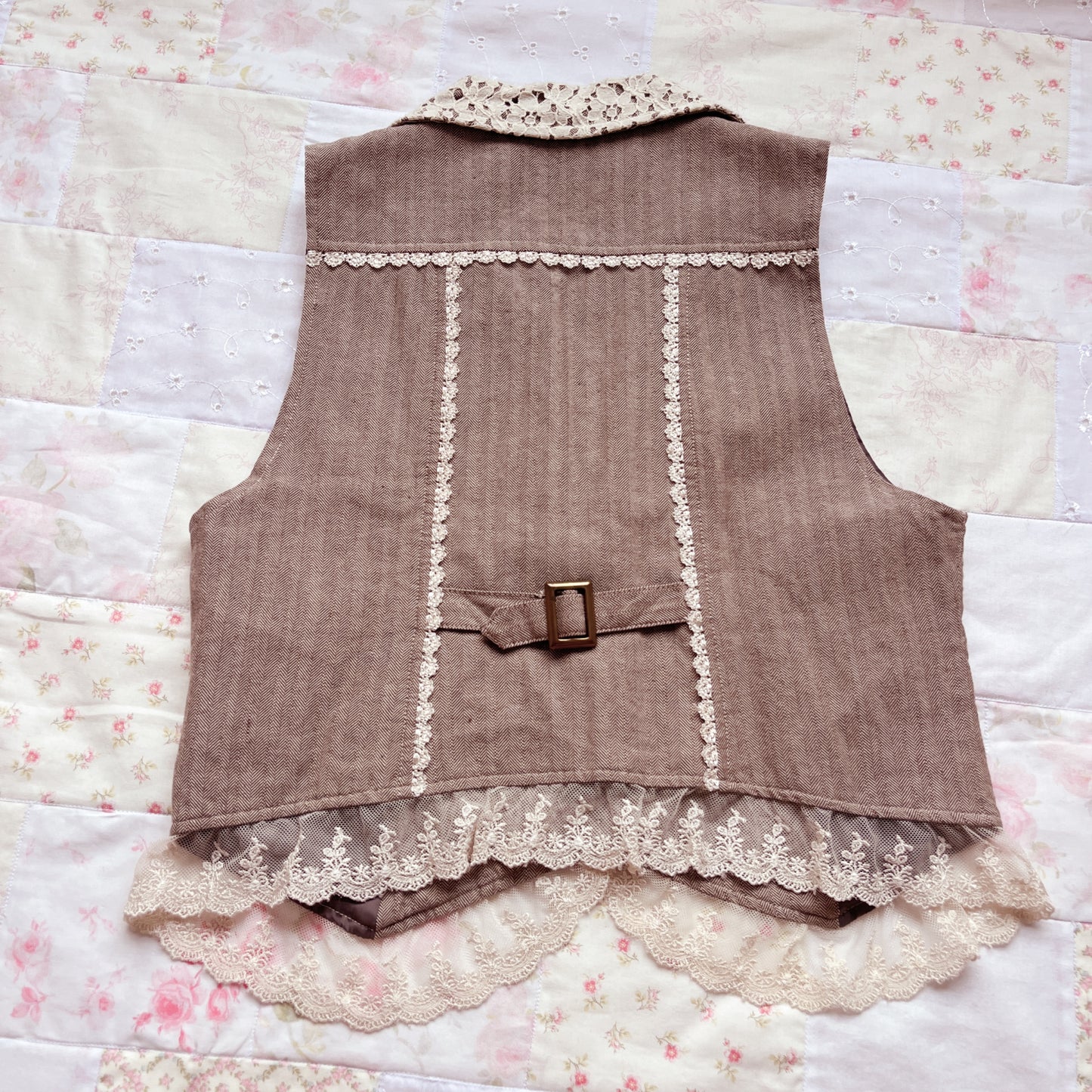 light tan and cream bustier vest