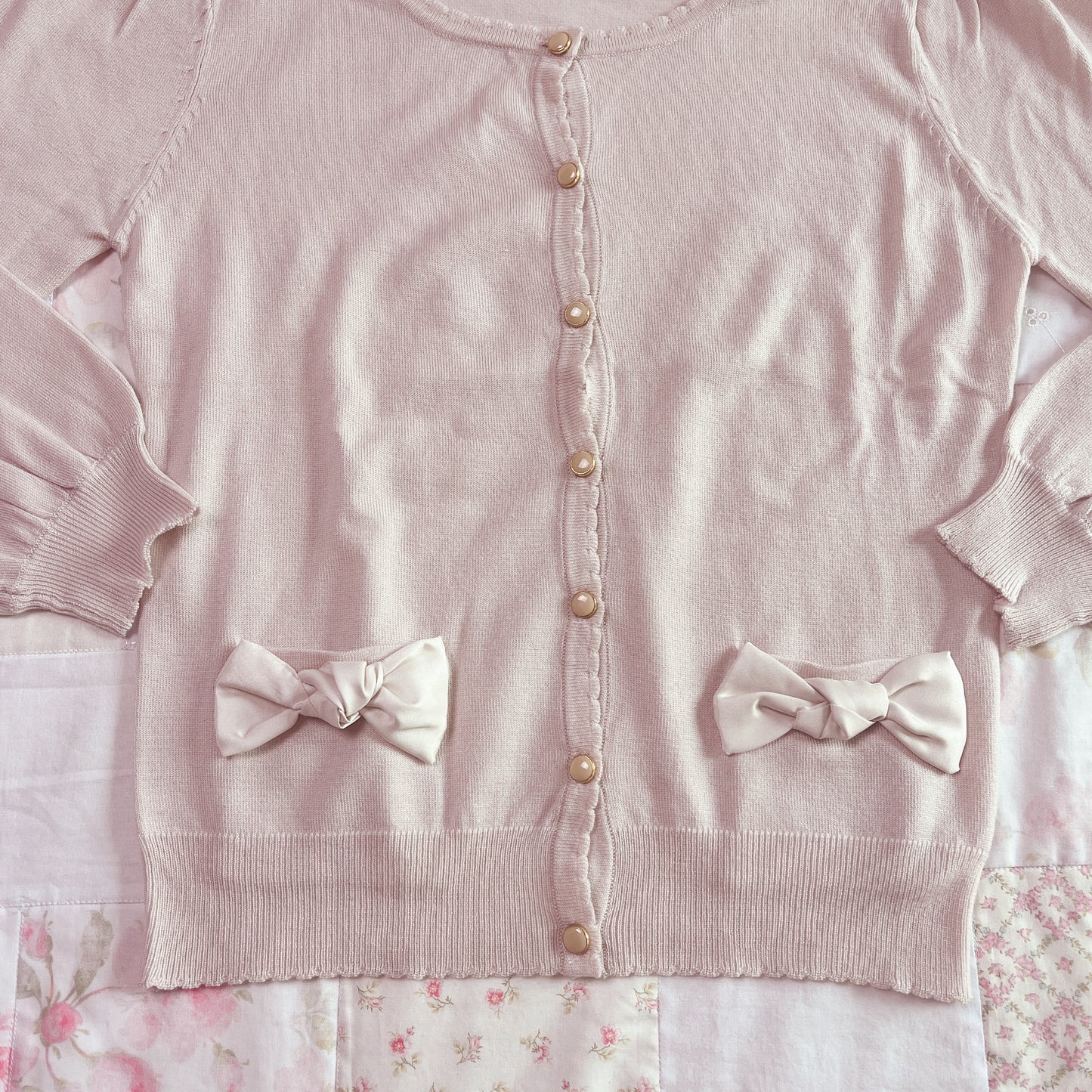 feroux pink ribbon accent cardigan