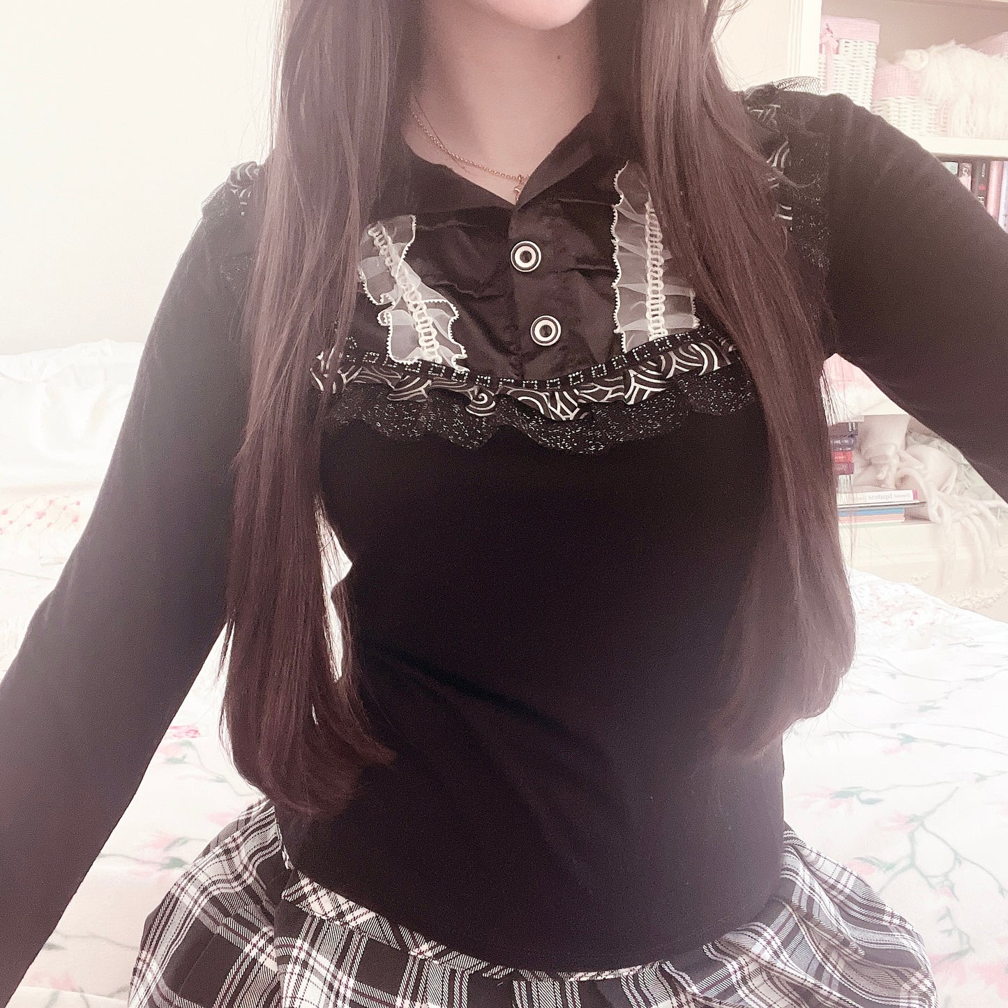 soft knit 1/4 button collared top