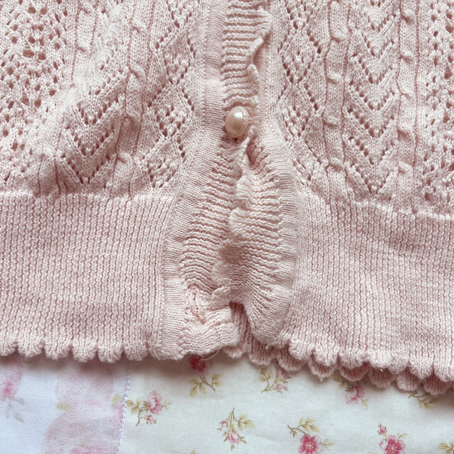 pink short sleeve knit cardigan