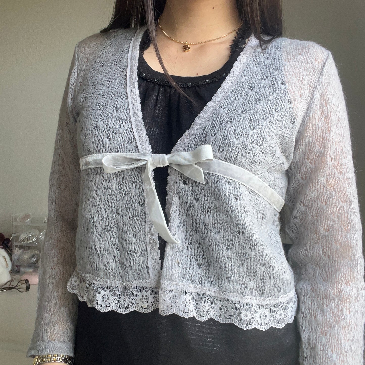 gray loose knit bolero