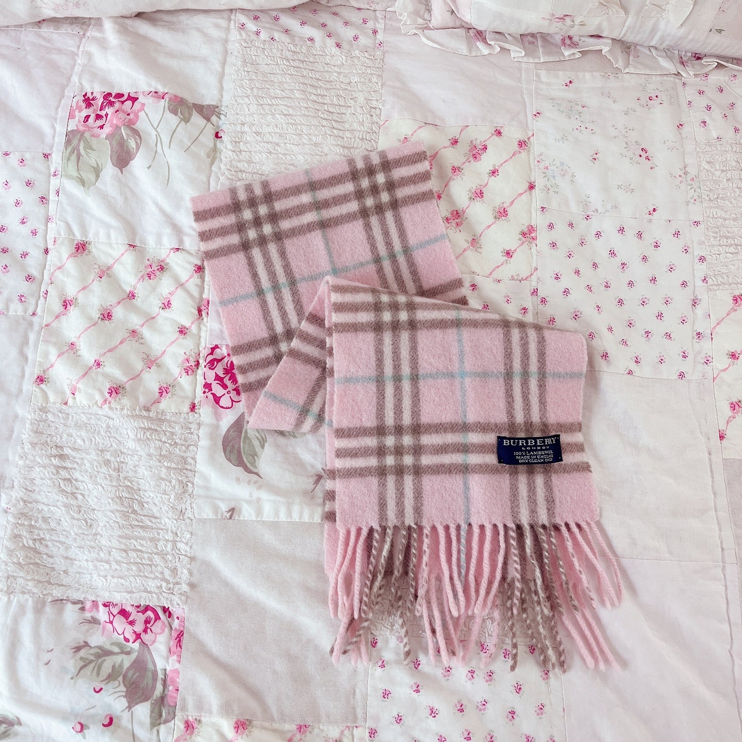 burberry mini pink check scarf