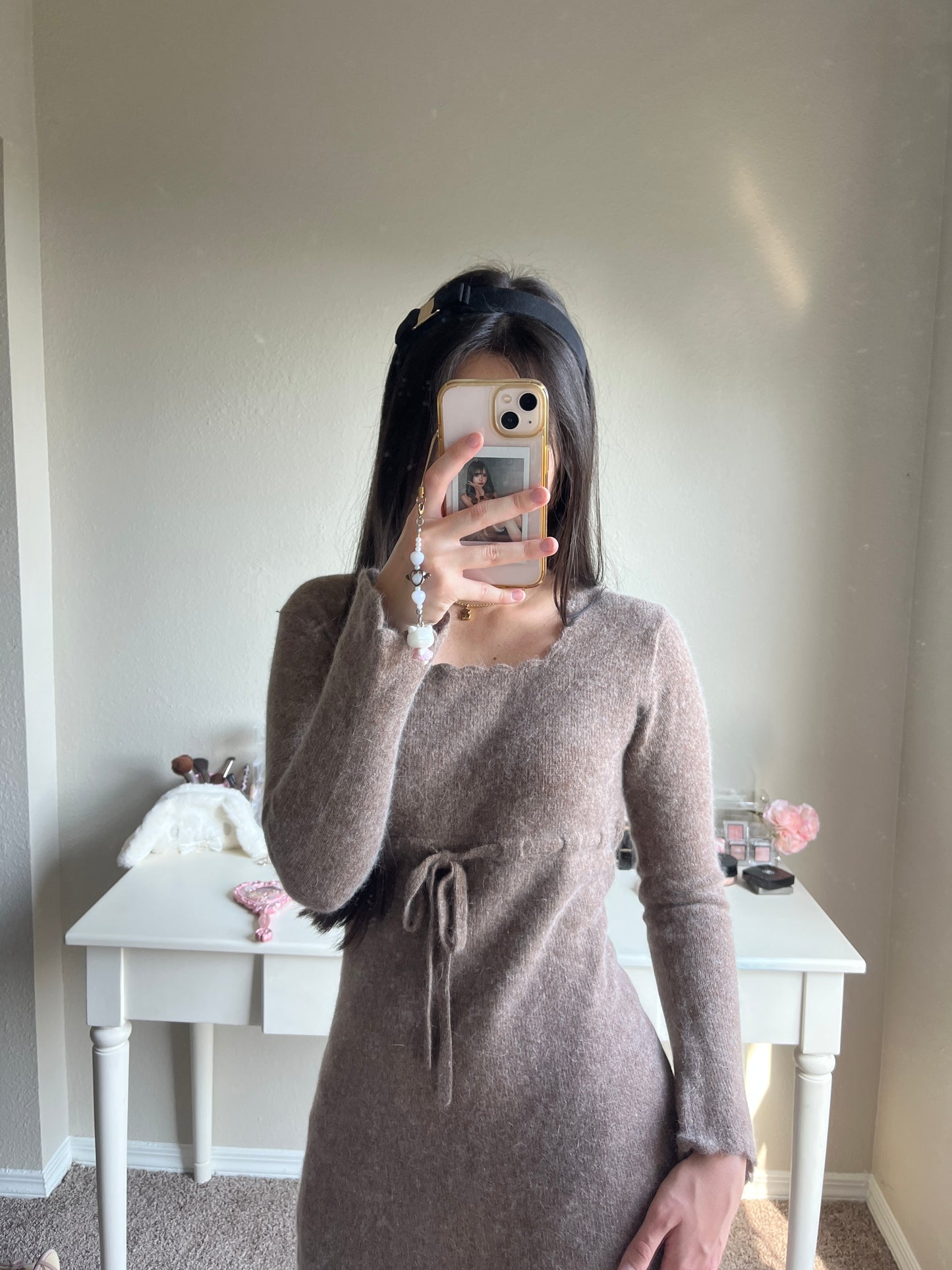 brown wool mini dress