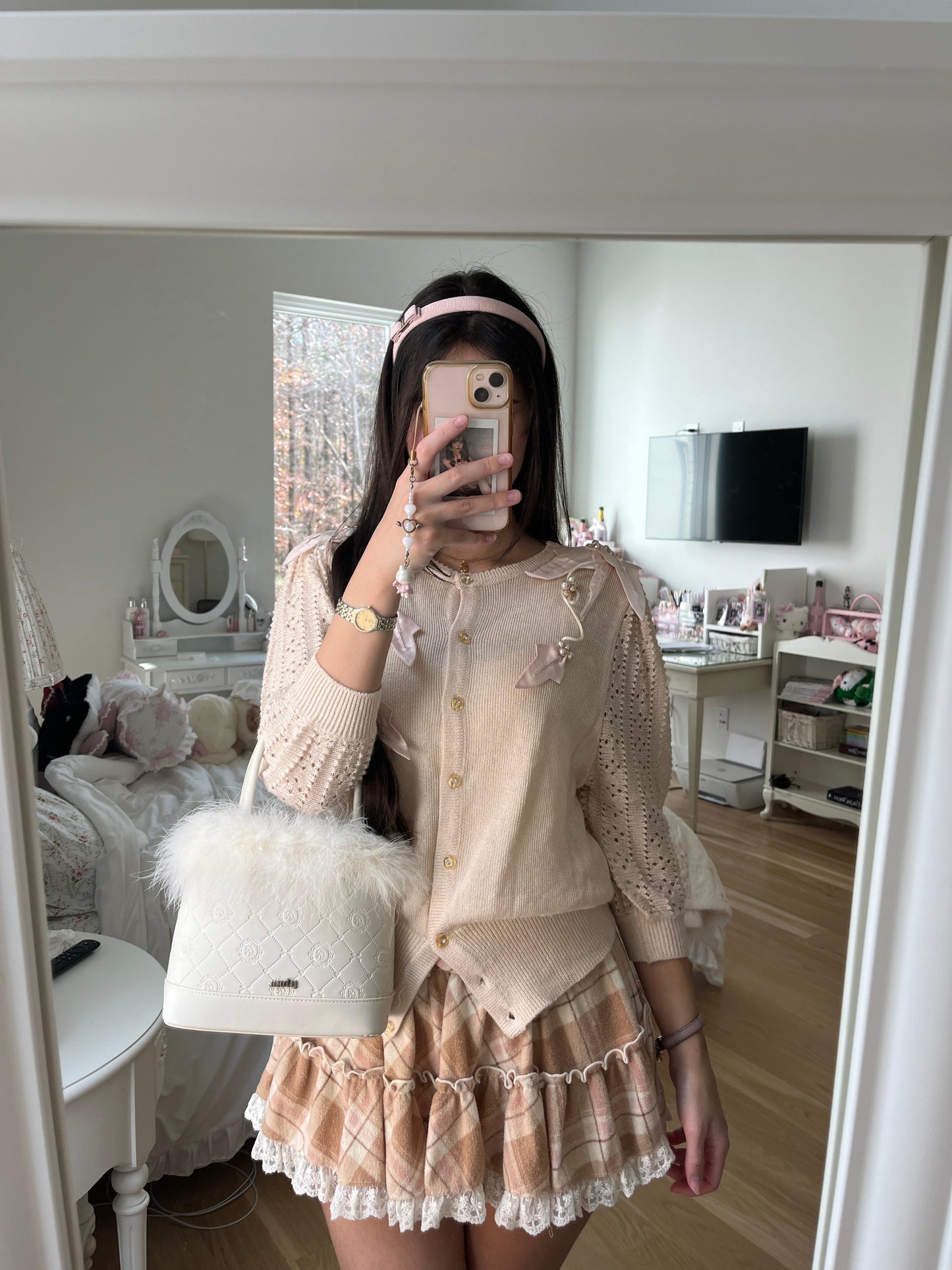 pink bauble knit cardigan