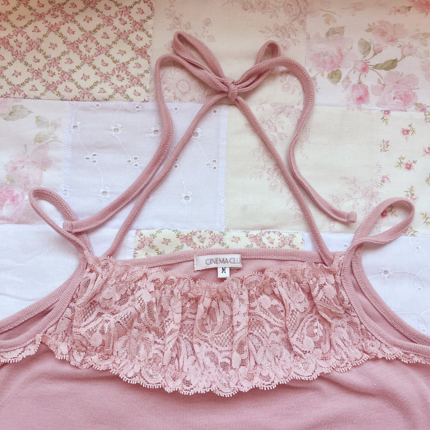 pink lace halter camisole