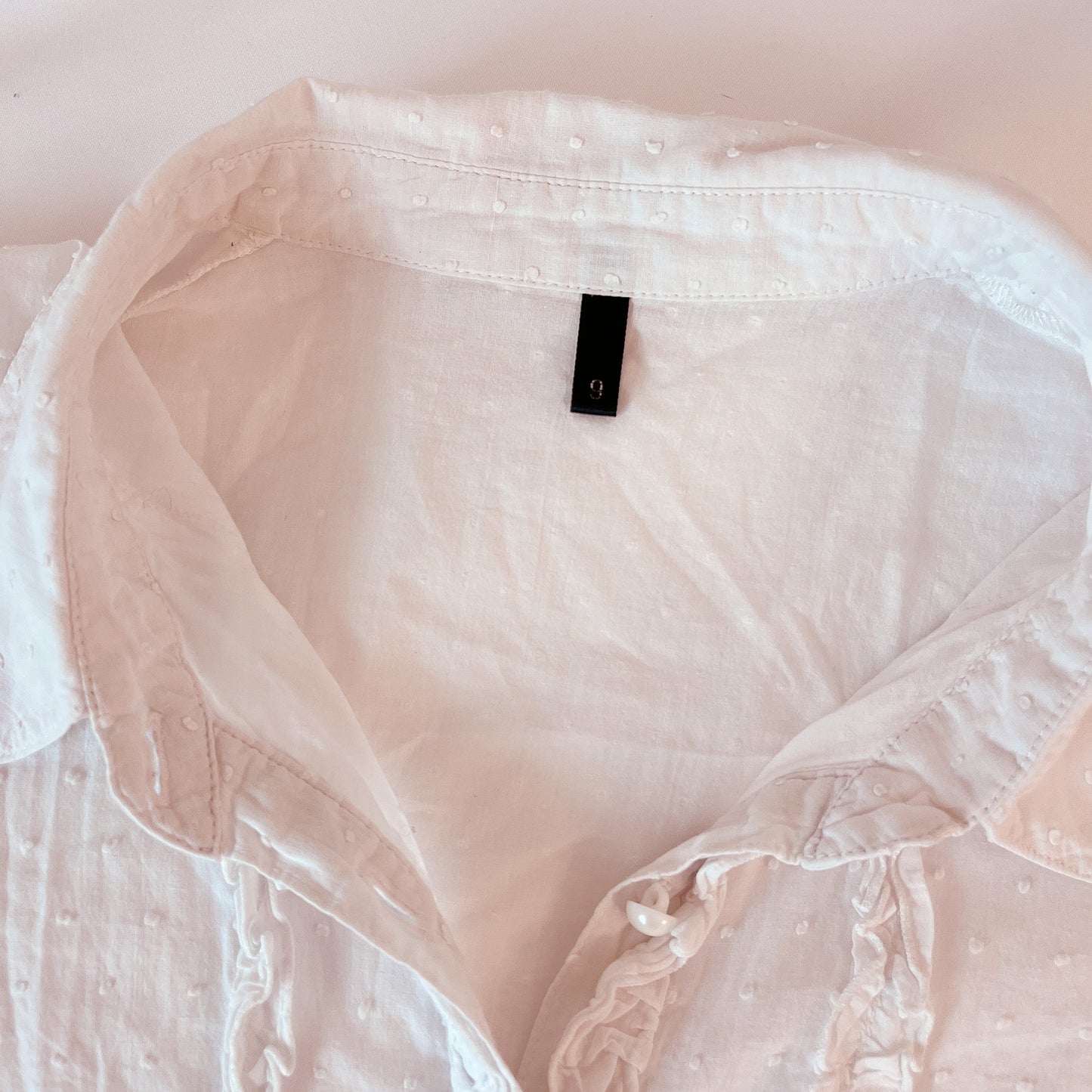 white textured button down blouse