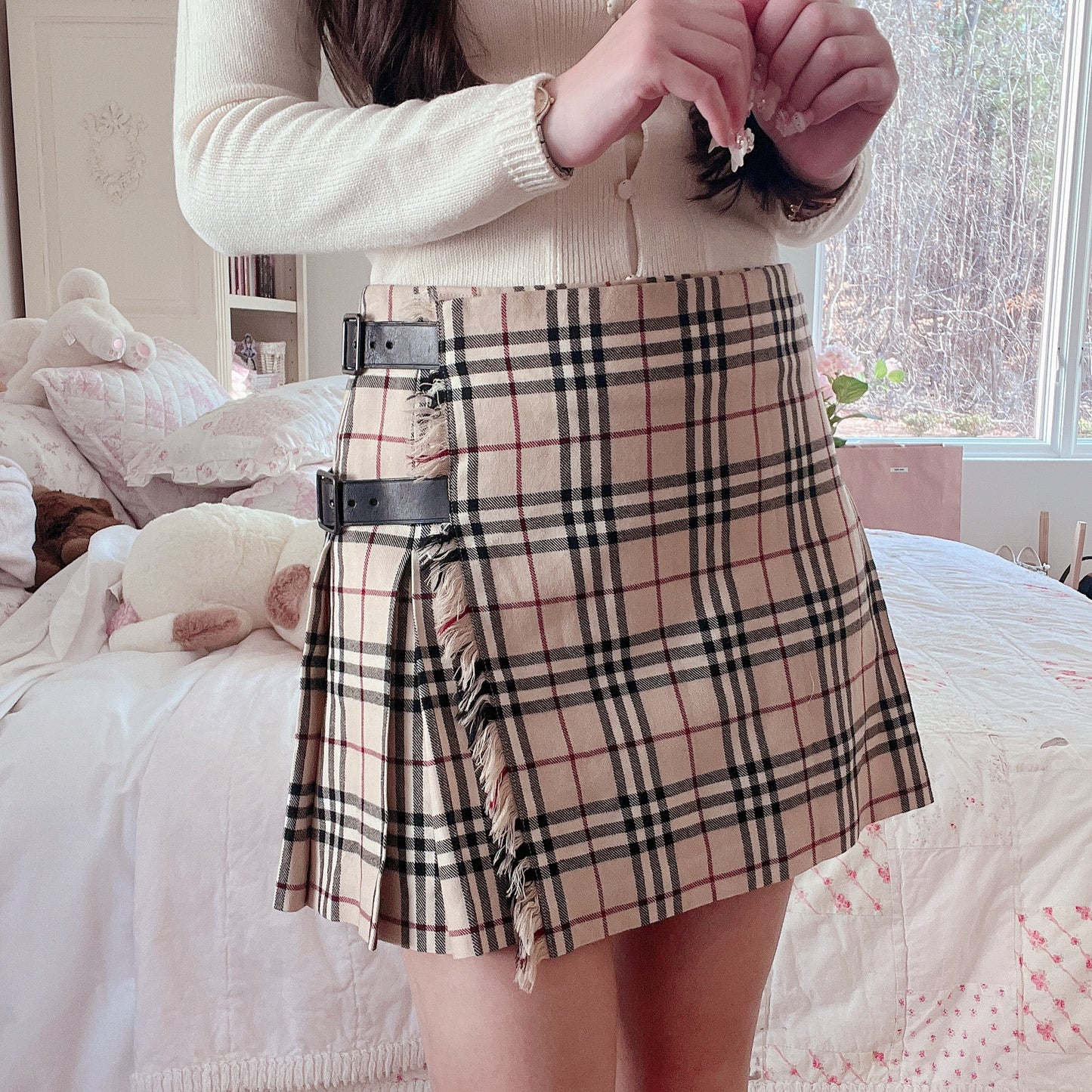 burberry blue label iconic plaid skirt