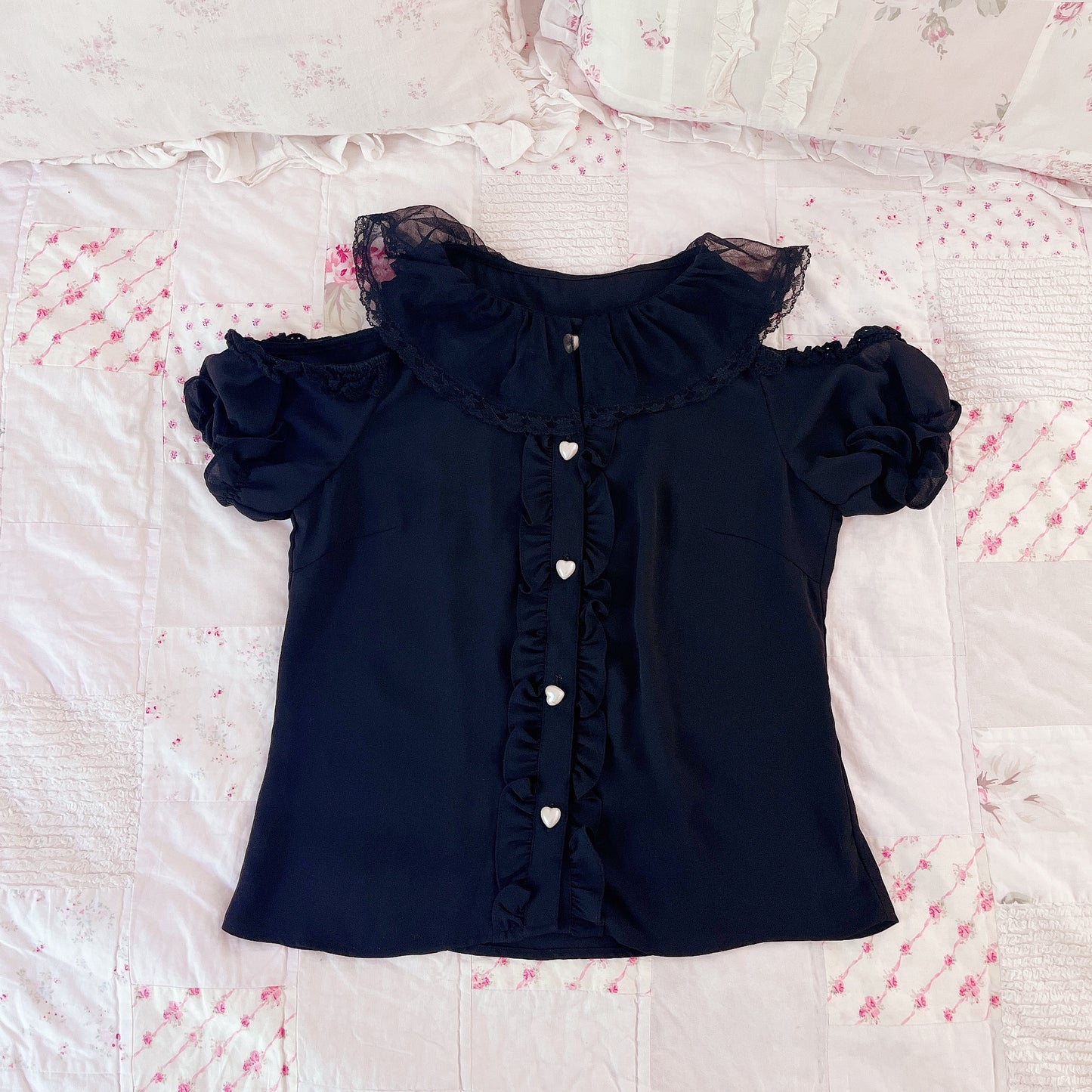 ank rouge black cold shoulder blouse