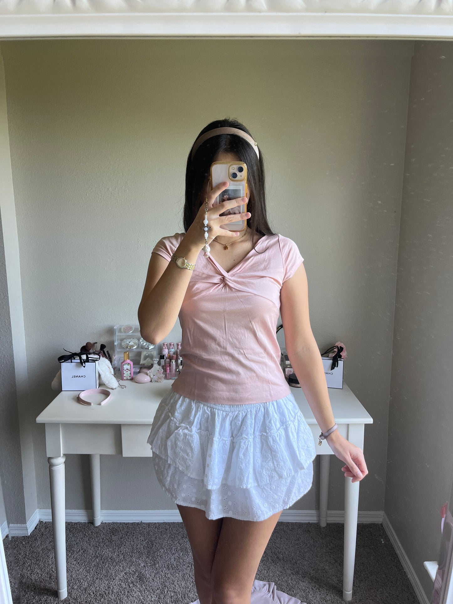 mauve vneck top