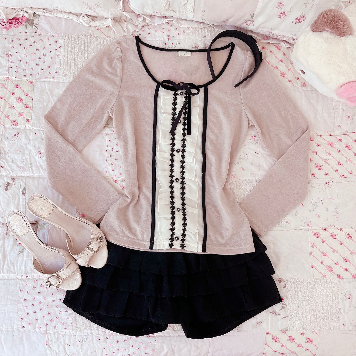 beige faux layer style top