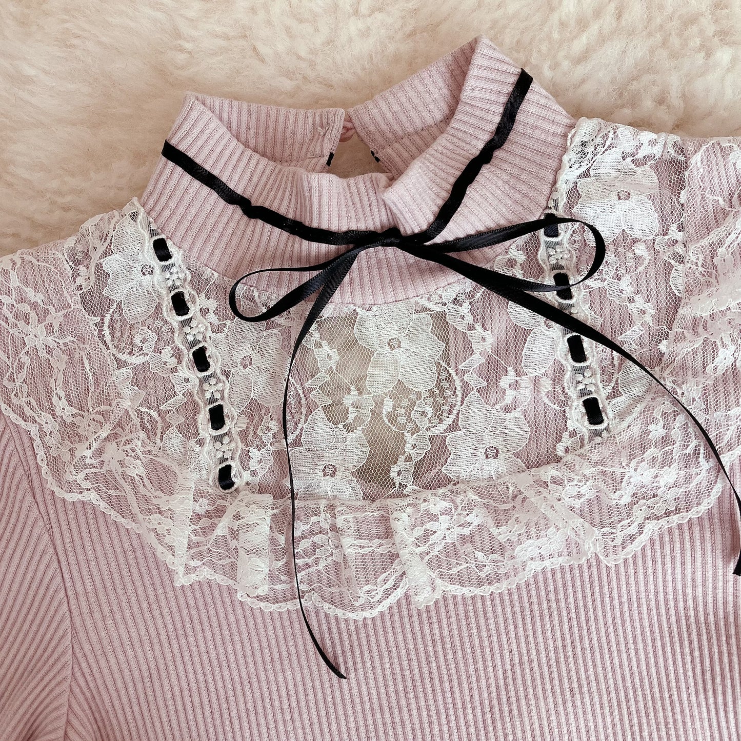 ank rouge lace bib pink knit