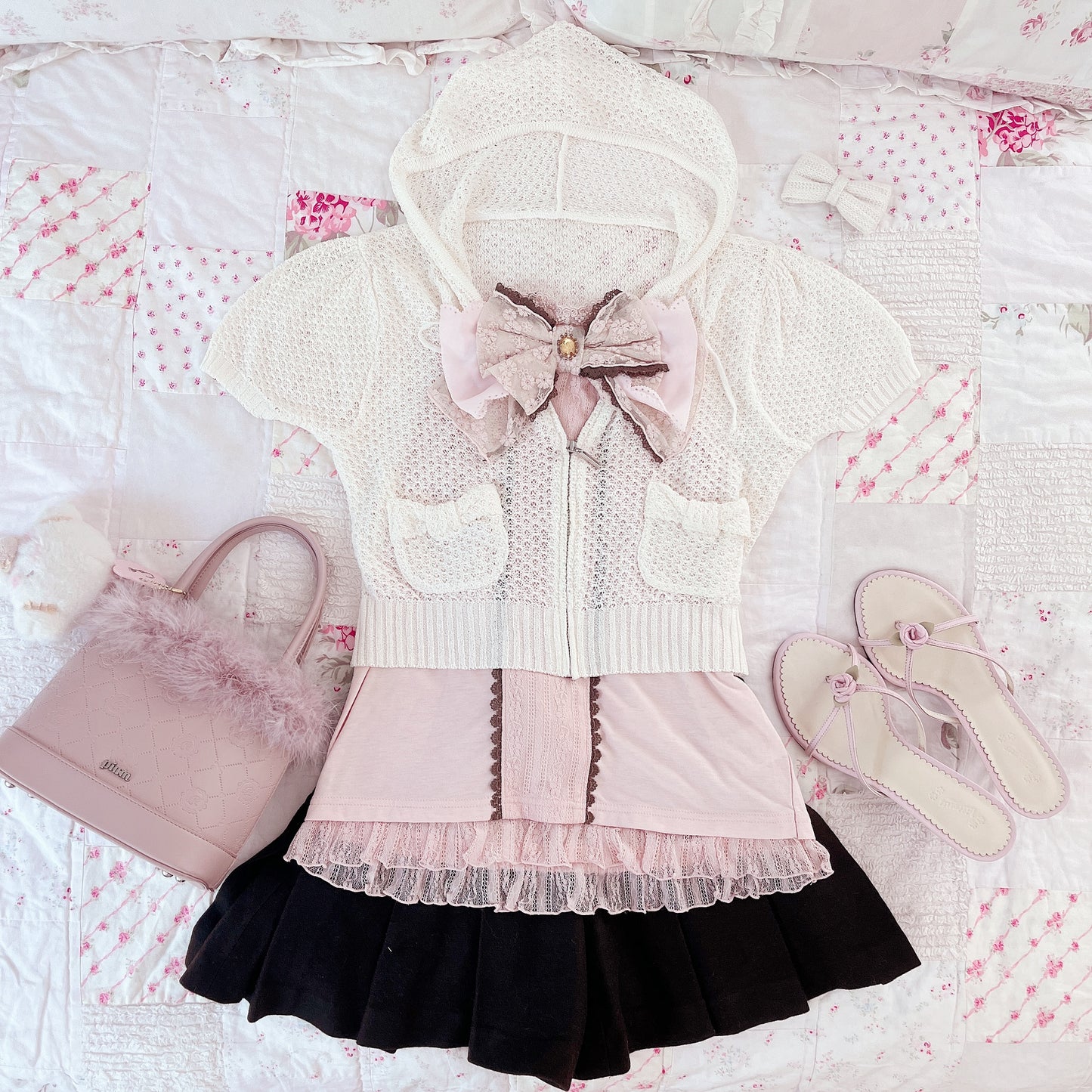 brown and pink ribbon camisole