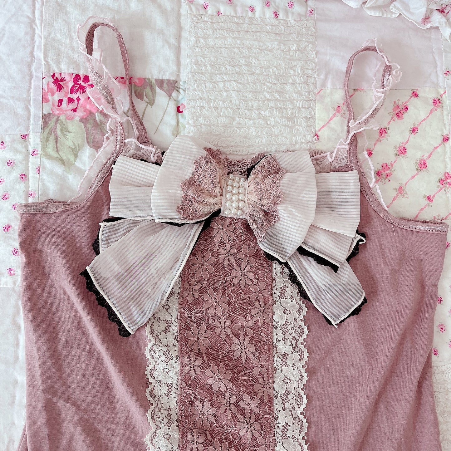 axes femme mauve and brown ribbon cami